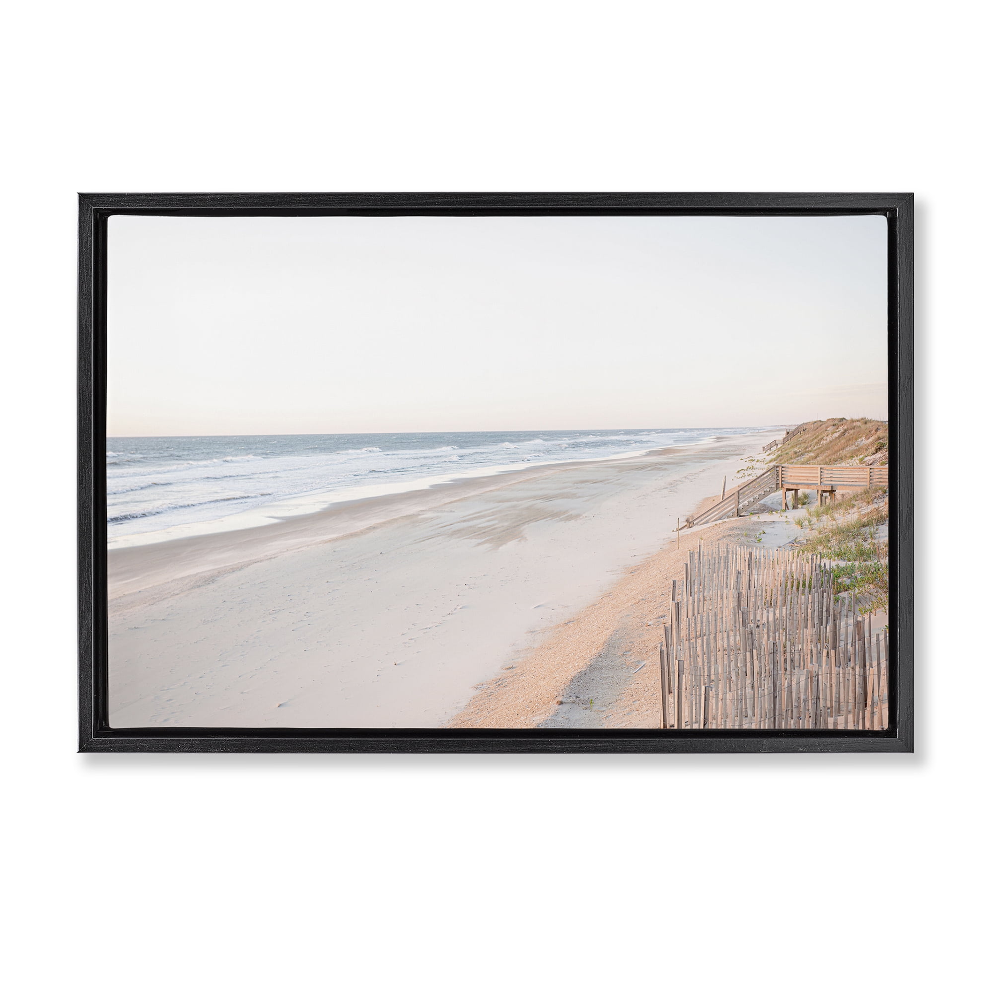 Stupell Industries Vast Beach Horizon Landscape & Nature Painting Black Floater Framed Canvas Art Print Wall Art, 31 x 21