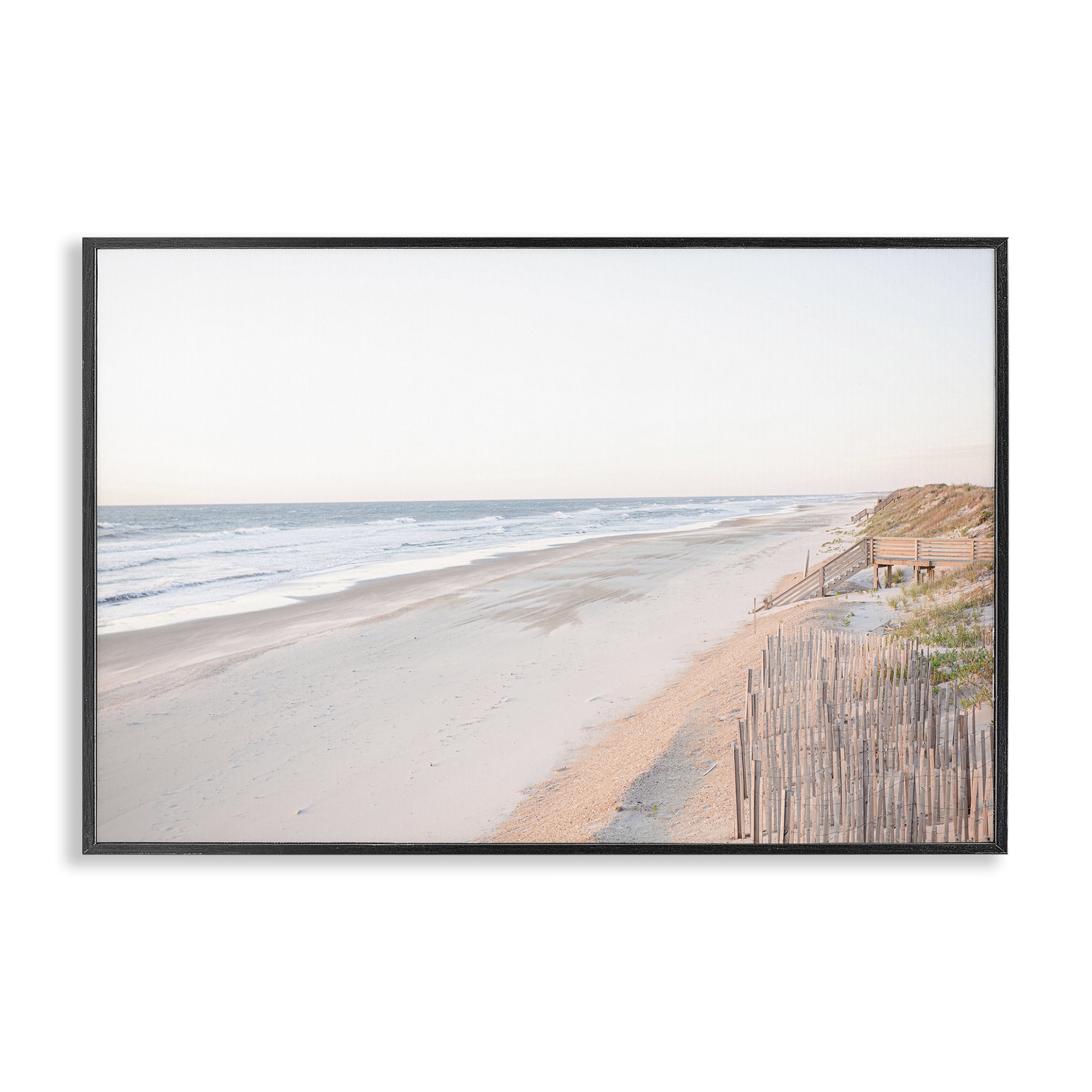 Stupell Industries Vast Beach Horizon Landscape & Nature Painting Black Framed Art Print Wall Art, 24 x 16