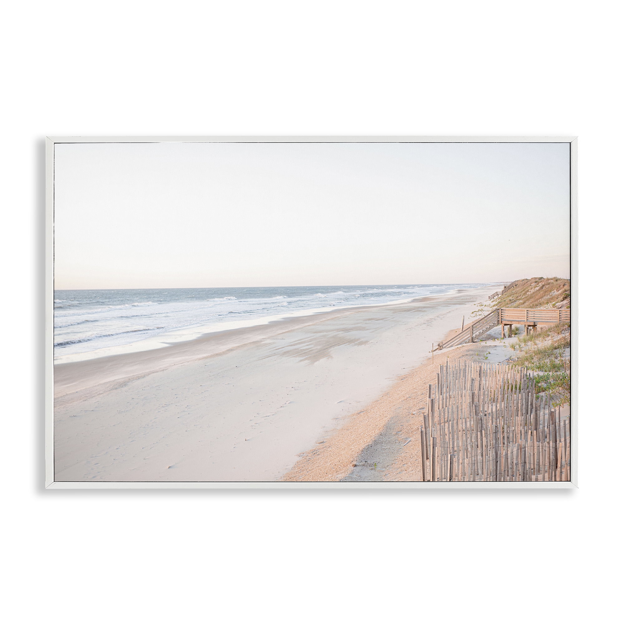 Stupell Industries Vast Beach Horizon Landscape & Nature Painting White Framed Art Print Wall Art, 24 x 16