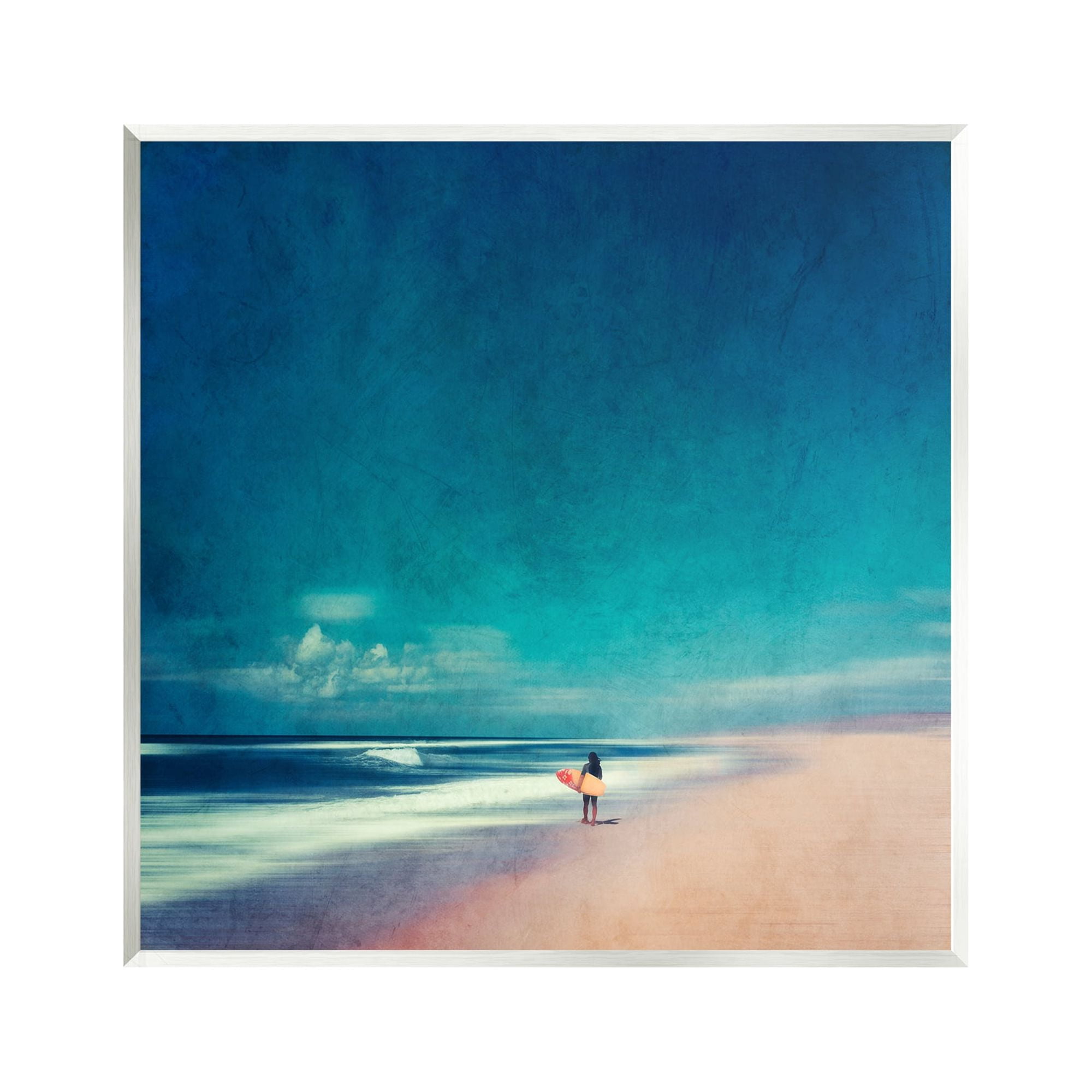 Stupell Industries Vast Beach Landscape Lone Surfer Coastal Photography Unframed Art Print Wall Art
