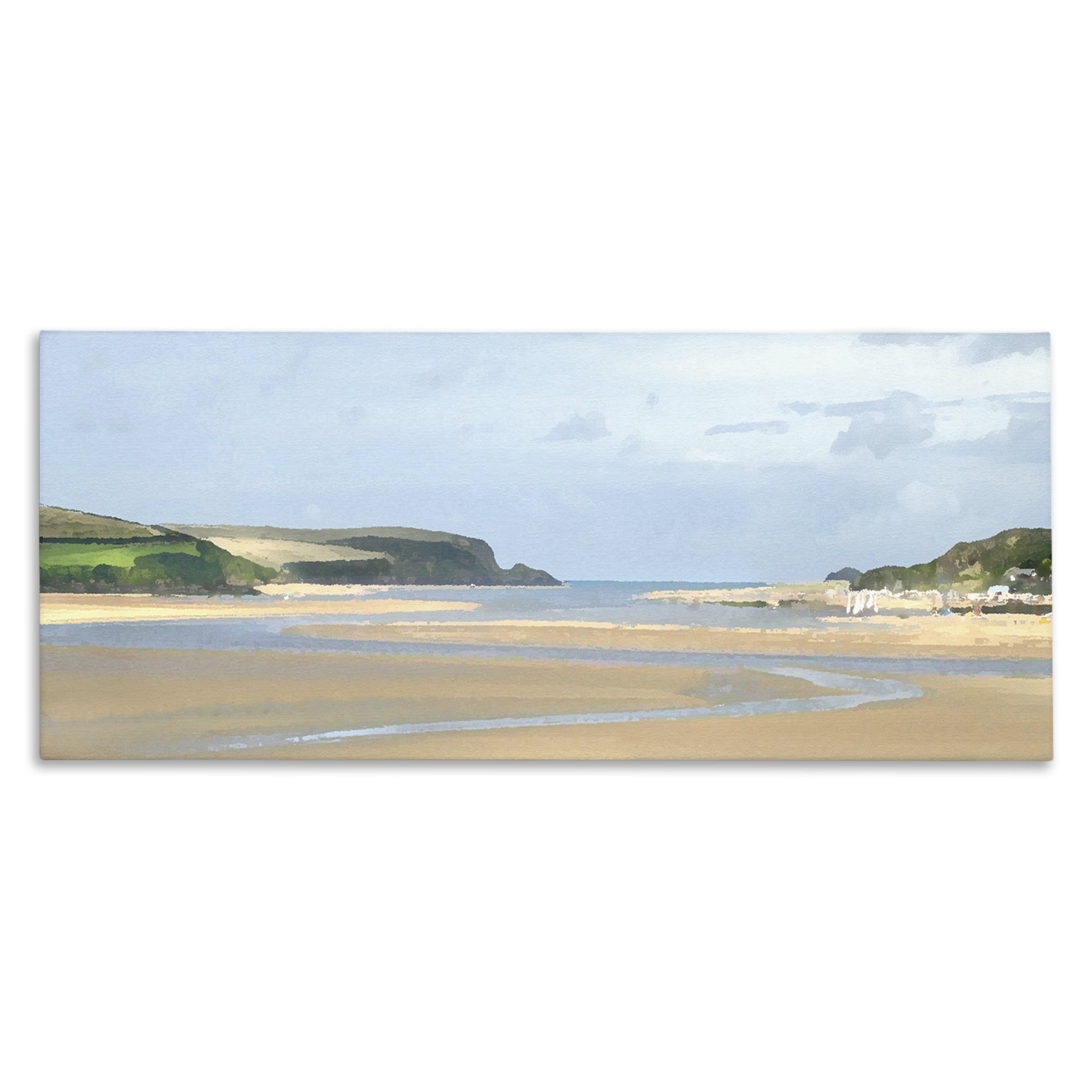 Stupell Industries Vast Beach View Landscape Painting Gallery Wrapped Canvas Art Print Wall Art, 24 x 10