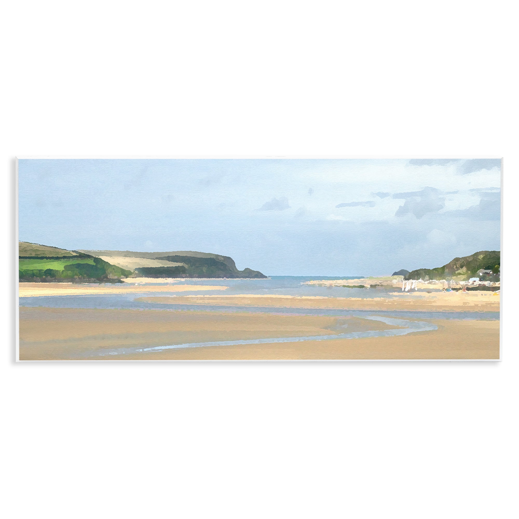 Stupell Industries Vast Beach View Landscape Painting Unframed Art Print Wall Art, 17 x 7