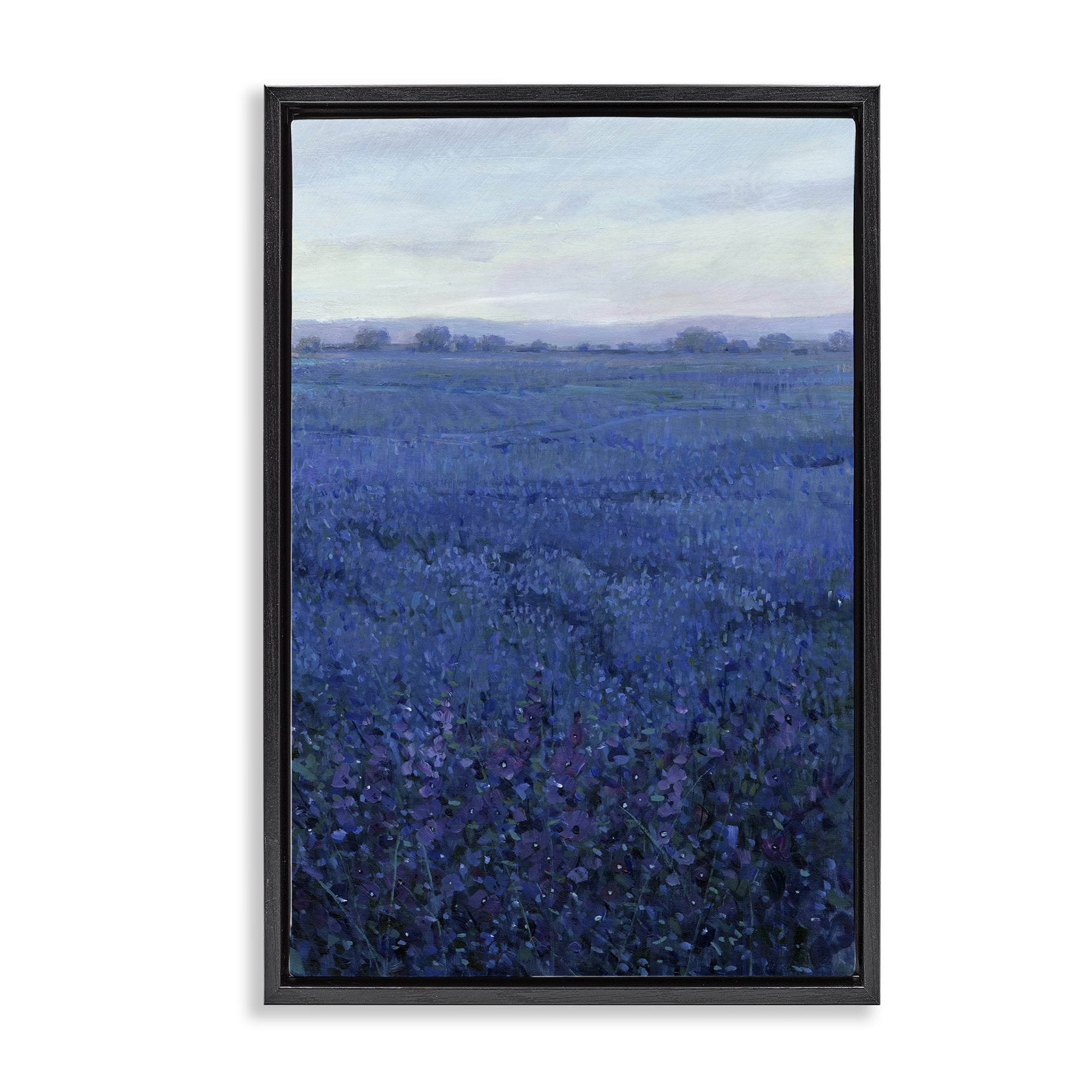 Stupell Industries Vast Blue Fields View Landscape Painting Black Floater Framed Art Print Wall Art, 21 x 31