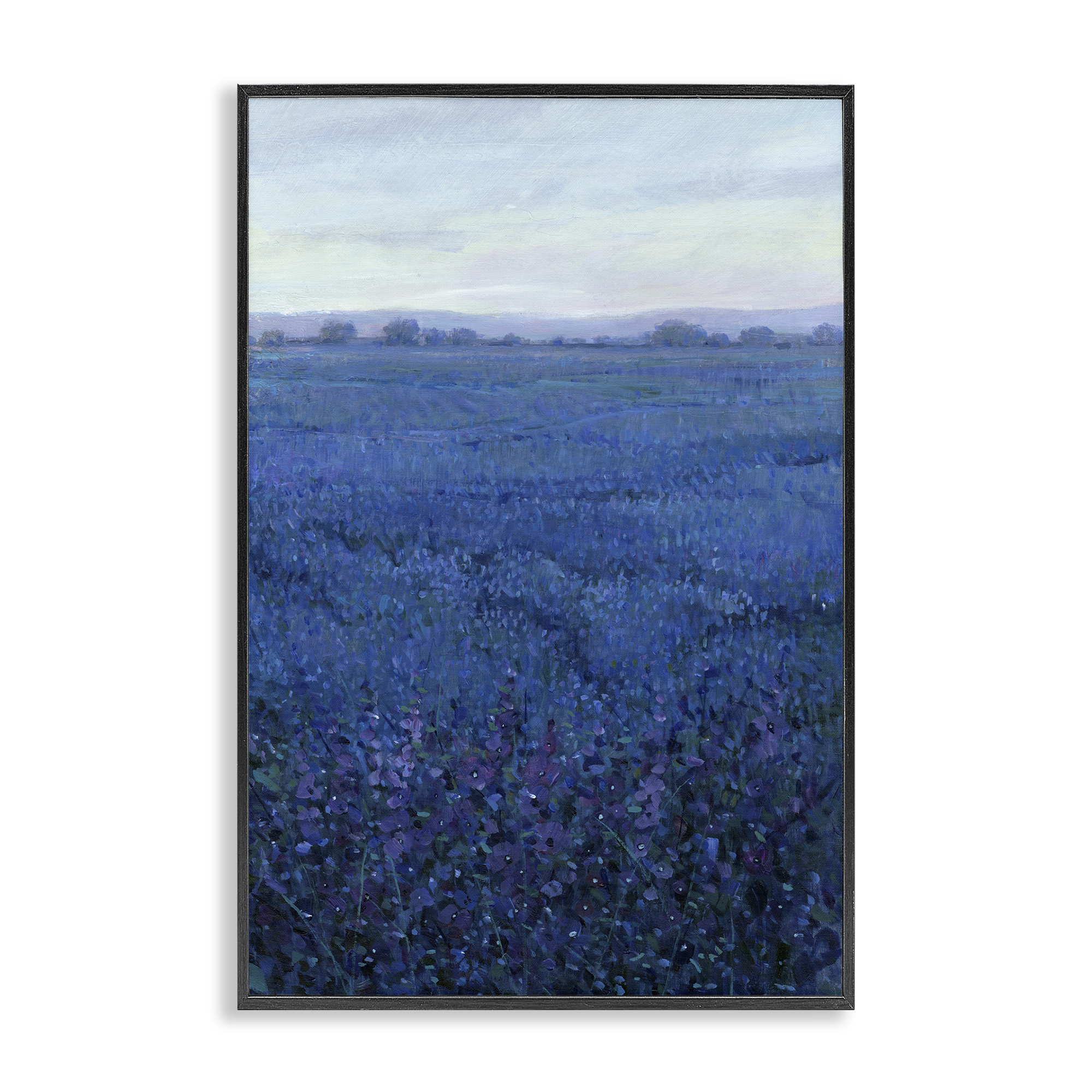 Stupell Industries Vast Blue Fields View Landscape Painting Black Framed Art Print Wall Art, 12 x 18