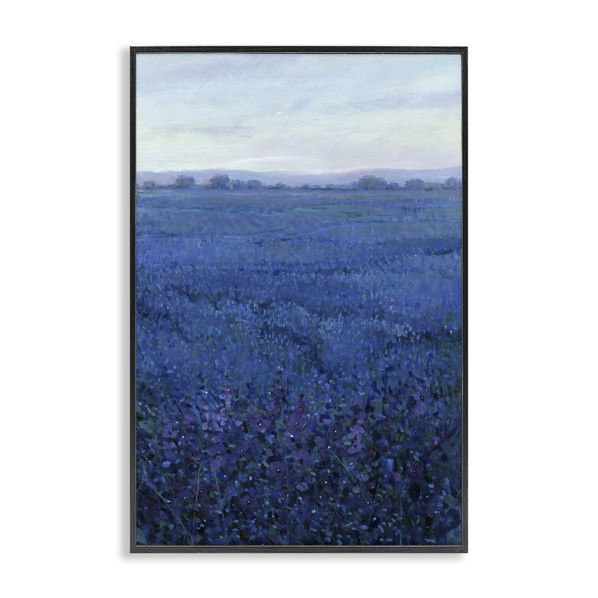 Stupell Industries Vast Blue Fields View Landscape Painting Black Framed Art Print Wall Art, 16 x 24