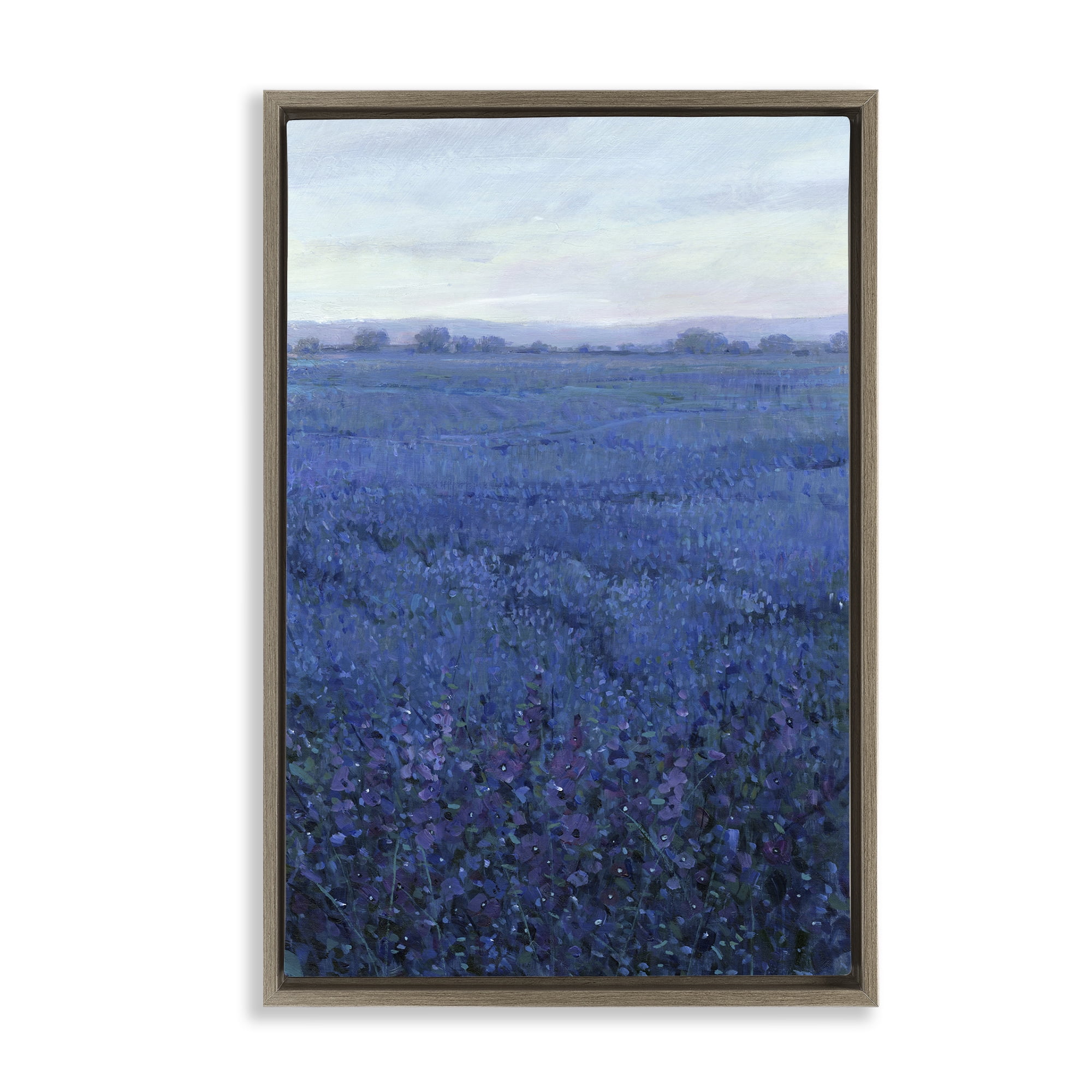 Stupell Industries Vast Blue Fields View Landscape Painting Brown Floater Framed Art Print Wall Art, 17 x 25