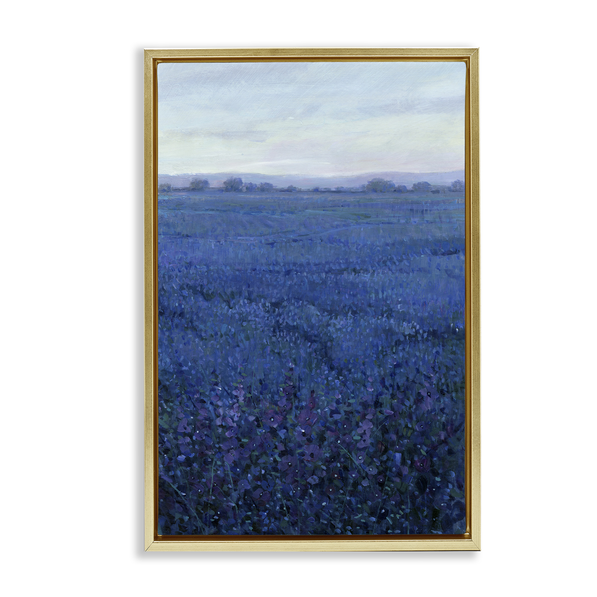 Stupell Industries Vast Blue Fields View Landscape Painting Gold Floater Framed Art Print Wall Art, 17 x 25