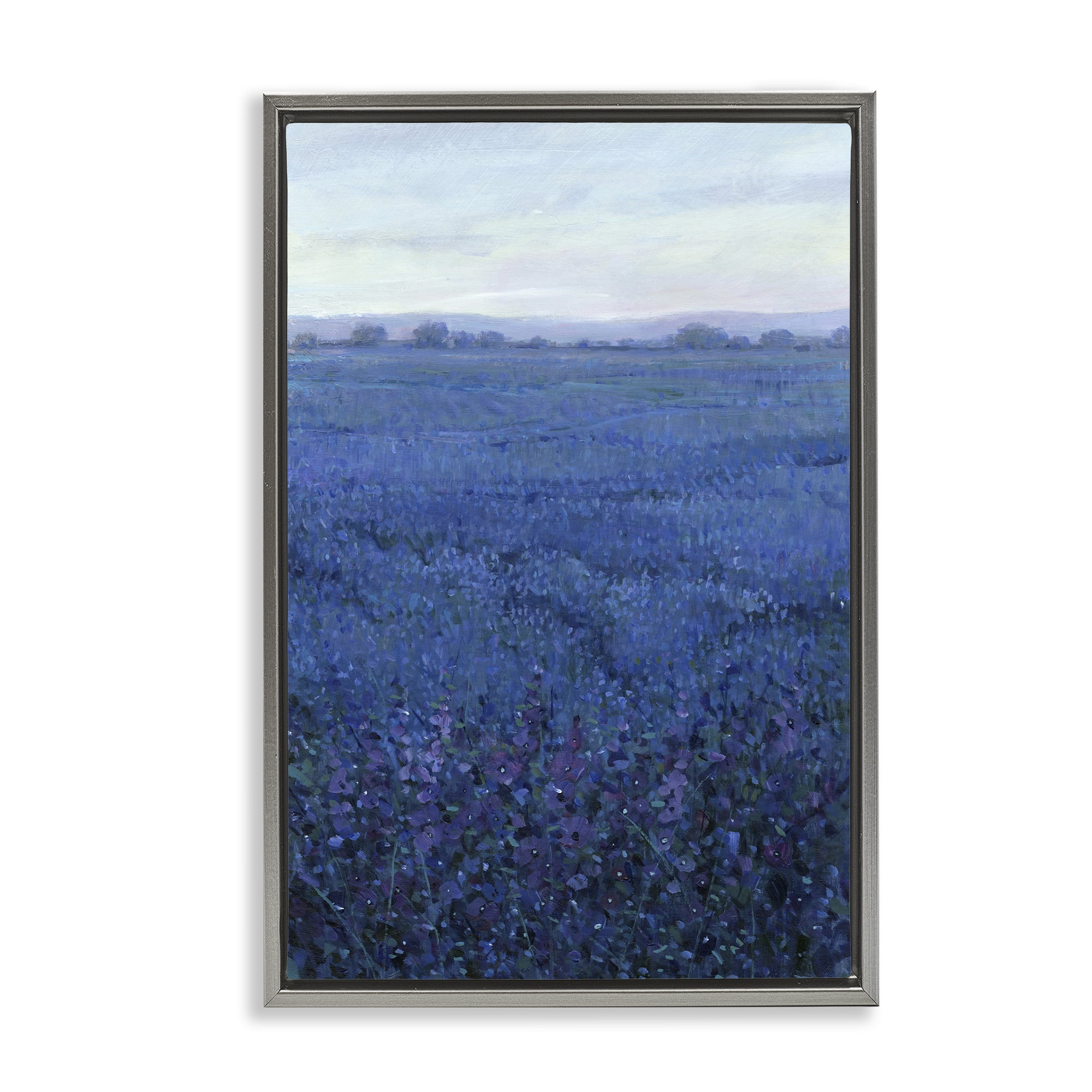 Stupell Industries Vast Blue Fields View Landscape Painting Gray Floater Framed Art Print Wall Art, 17 x 25