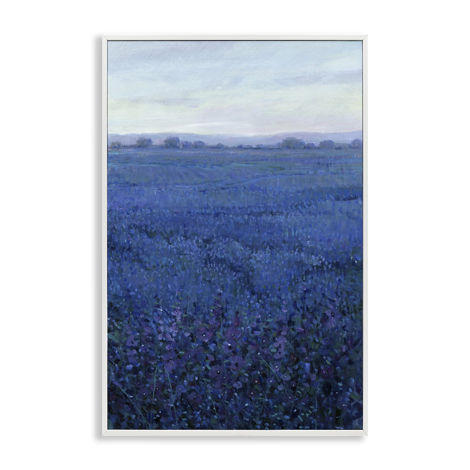 Stupell Industries Vast Blue Fields View Landscape Painting White Framed Art Print Wall Art, 12 x 18