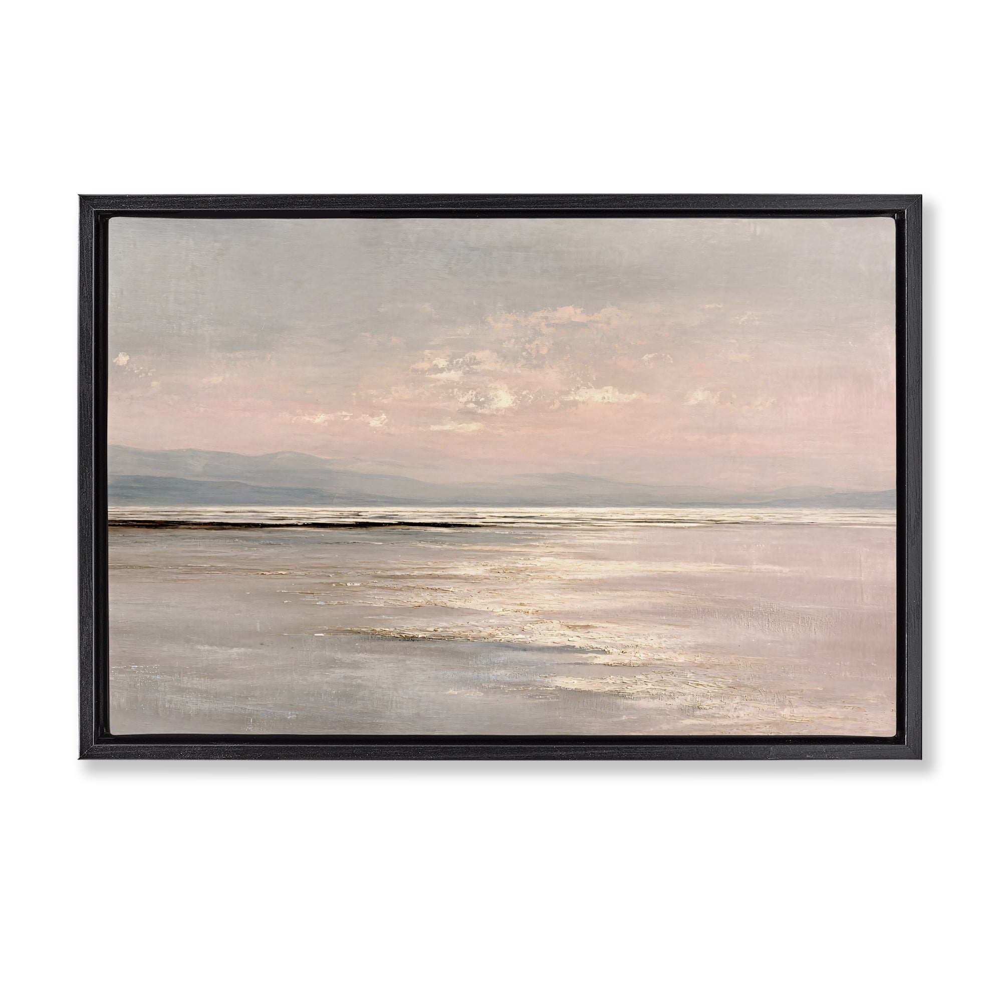 Stupell Industries Vast Blush Seascape Black Framed Floater Canvas Wall Art, design by Jacky Ngan