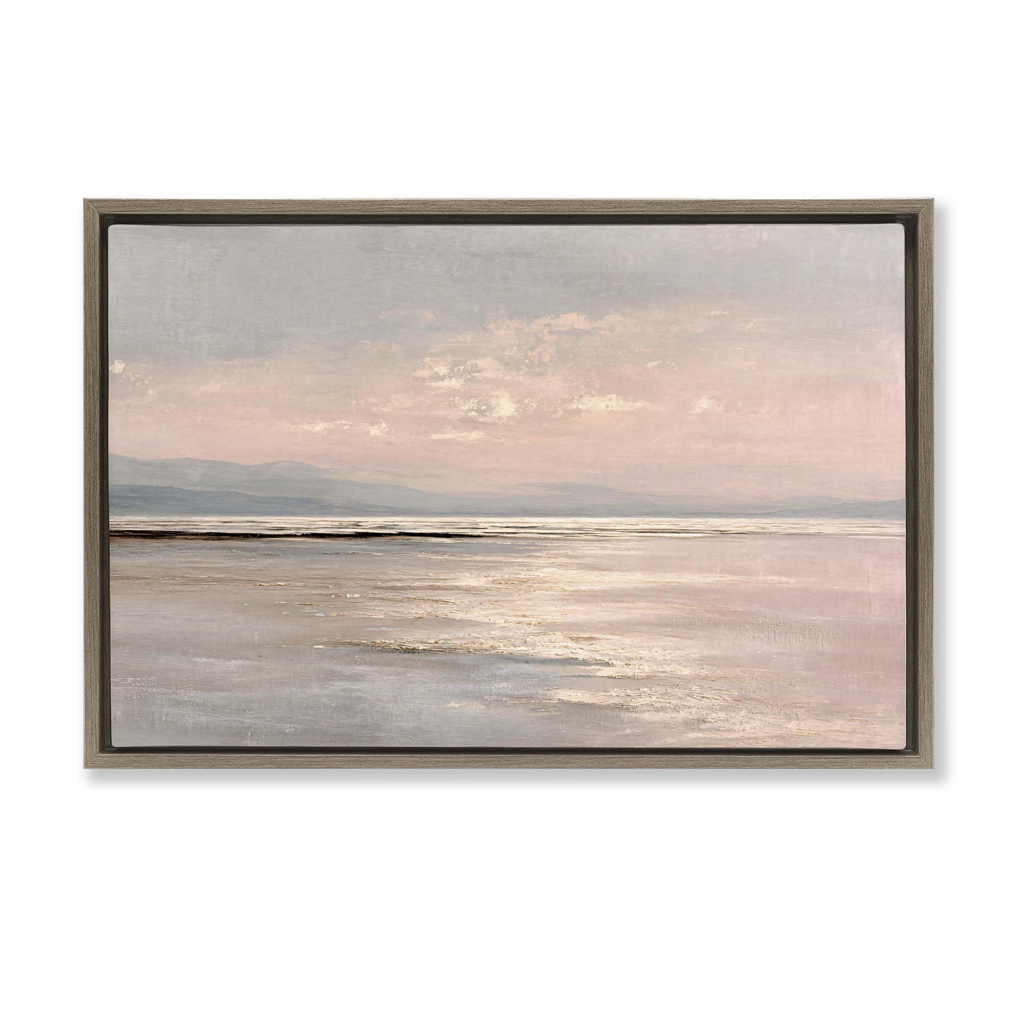 Stupell Industries Vast Blush Seascape Brown Framed Floater Canvas Wall Art, design by Jacky Ngan