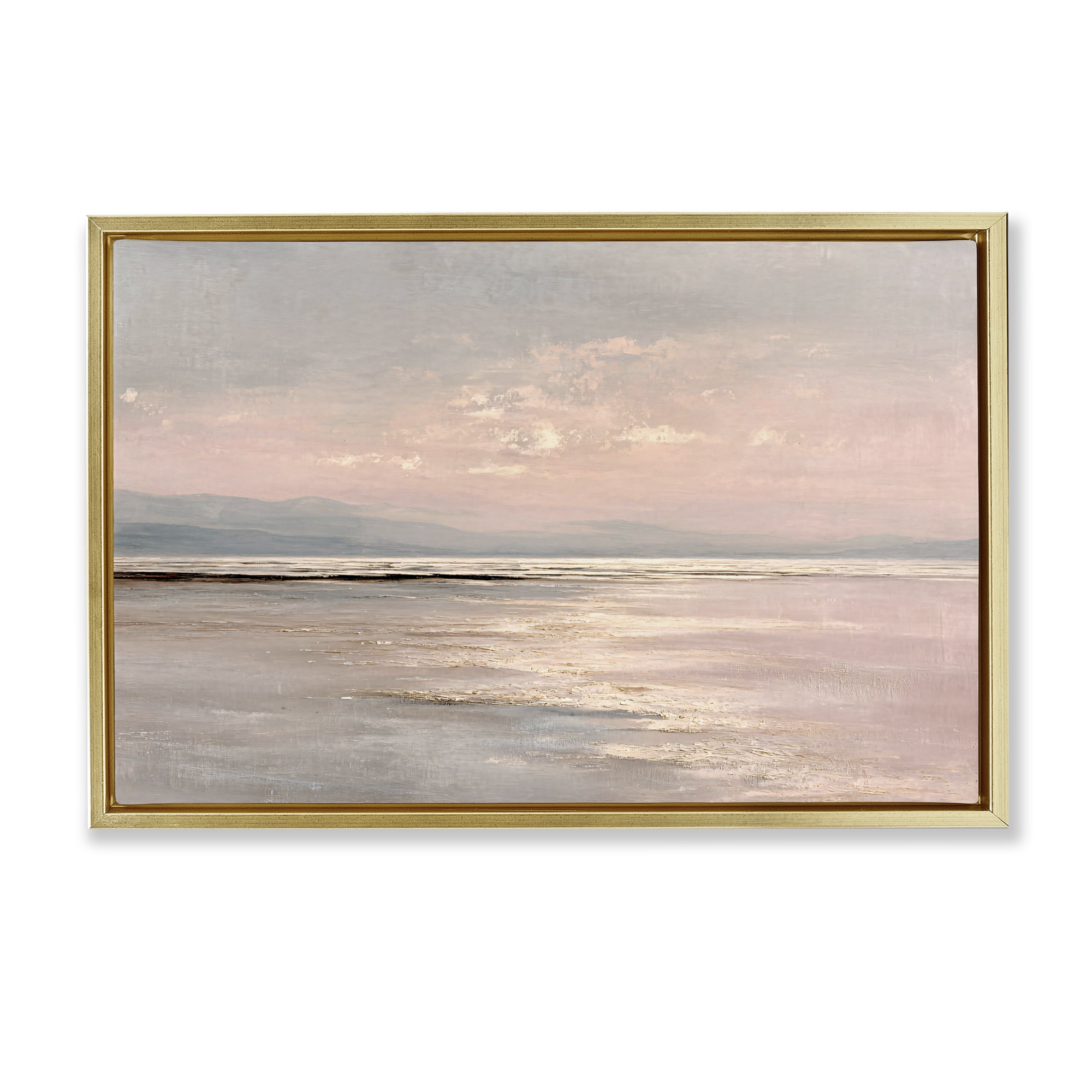 Stupell Industries Vast Blush Seascape Gold Framed Floater Canvas Wall Art, design by Jacky Ngan
