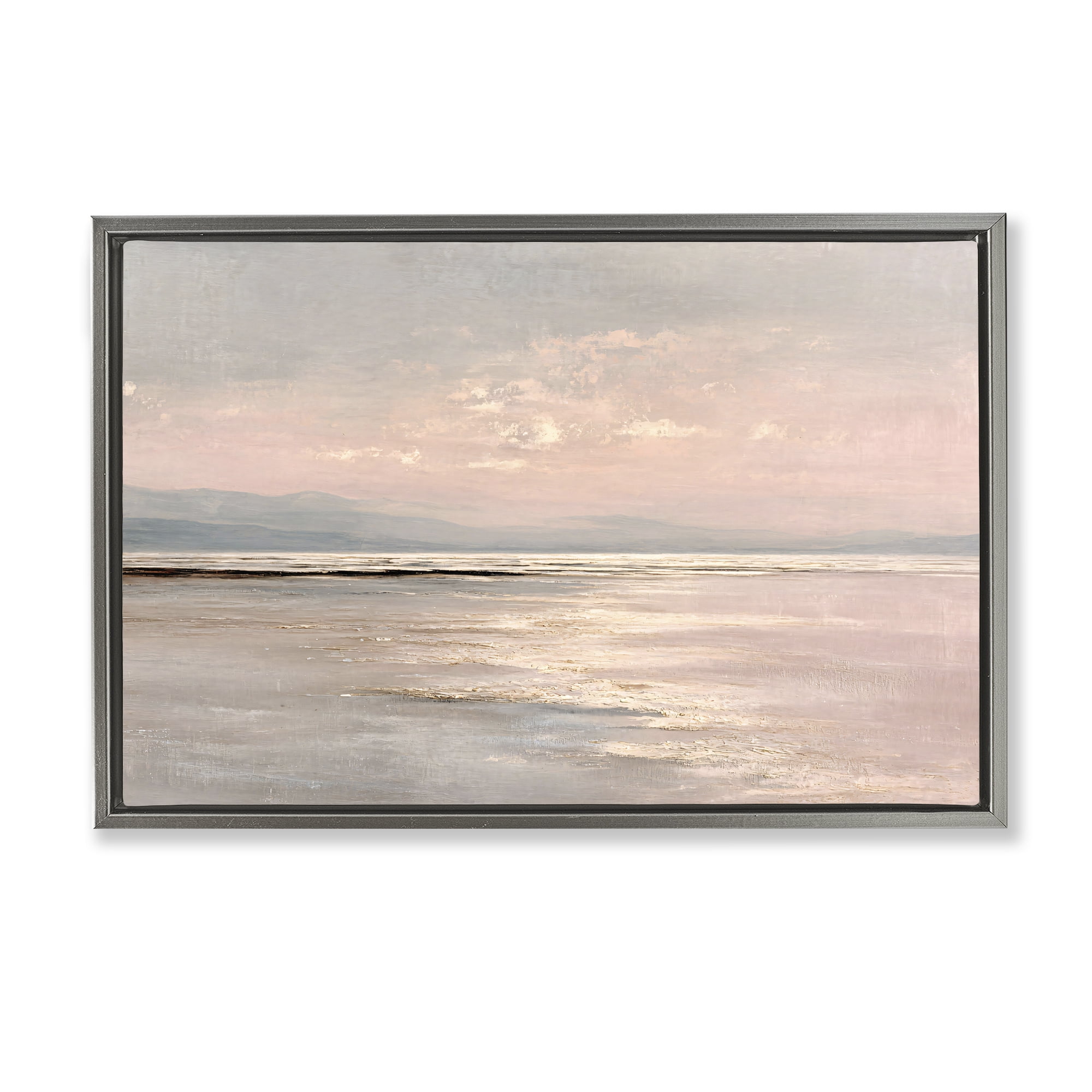 Stupell Industries Vast Blush Seascape Gray Framed Floater Canvas Wall Art, design by Jacky Ngan