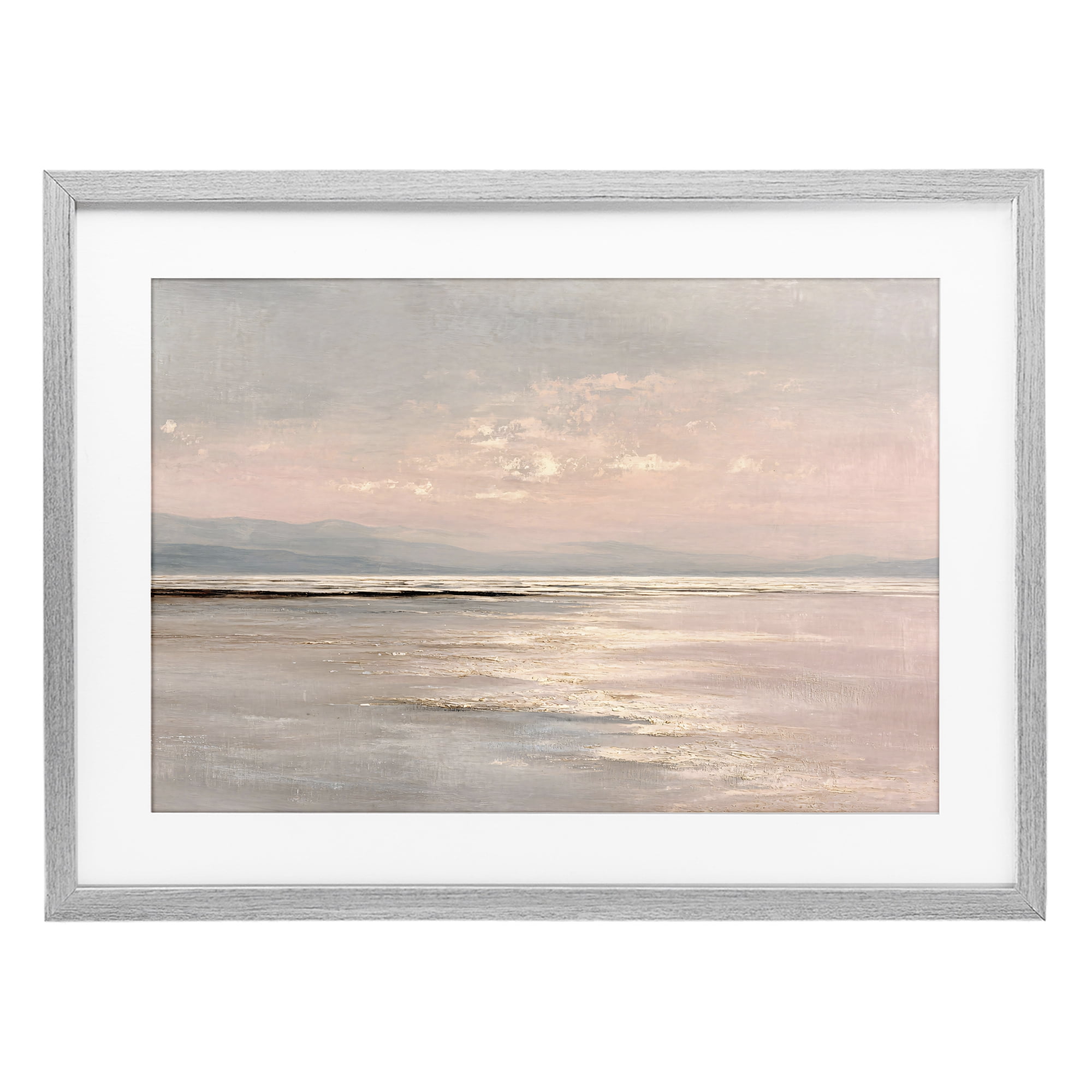Stupell Industries Vast Blush Seascape Gray Framed Print Under Glass, design by Jacky Ngan