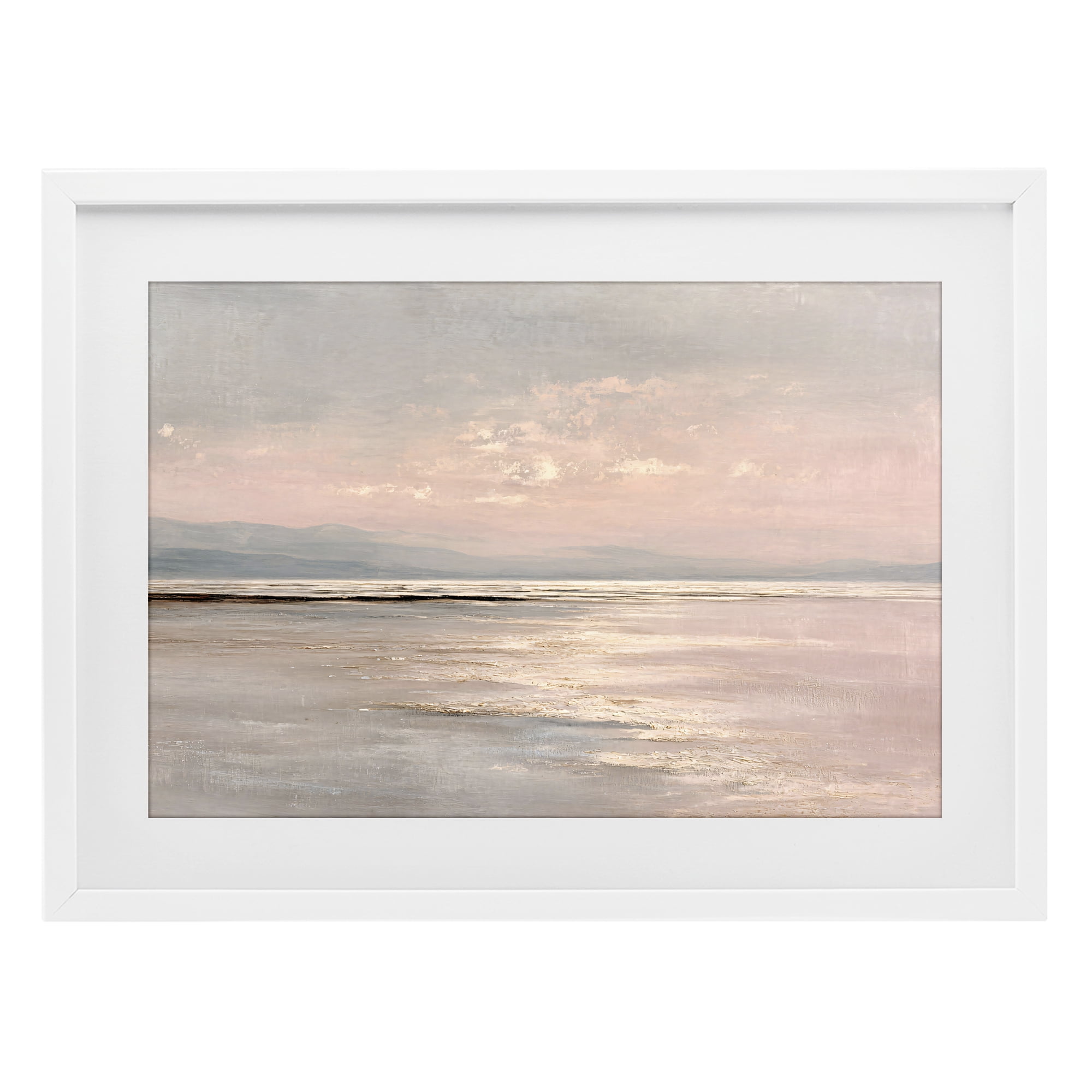 Stupell Industries Vast Blush Seascape White Framed Print Under Glass, design by Jacky Ngan