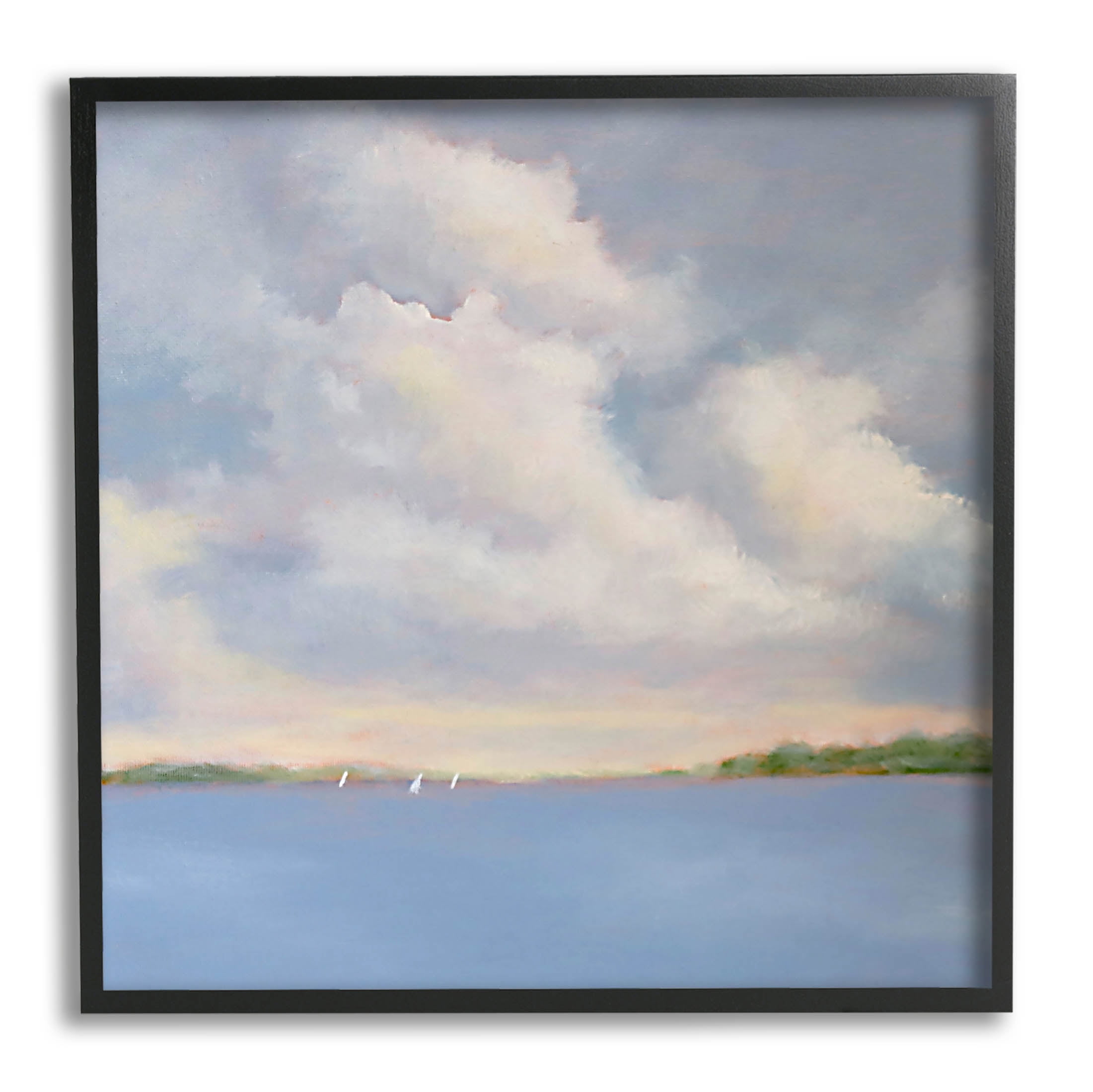 Stupell Industries Vast Cloudy Sky Panoramic Ocean View Painting Black Framed Art Print Wall Art, Design by Catherine Andersen