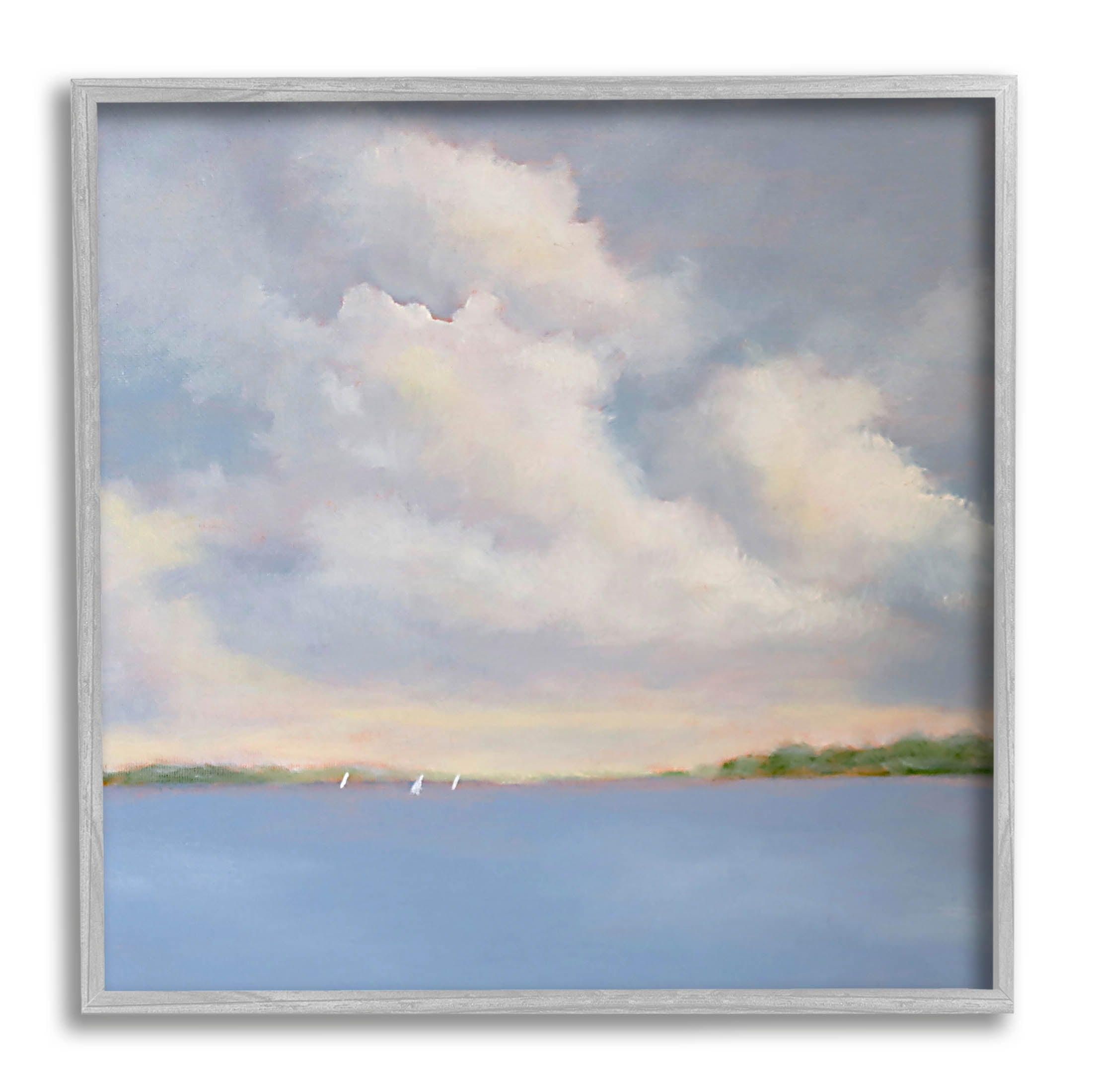 Stupell Industries Vast Cloudy Sky Panoramic Ocean View Painting Gray Framed Art Print Wall Art, Design by Catherine Andersen