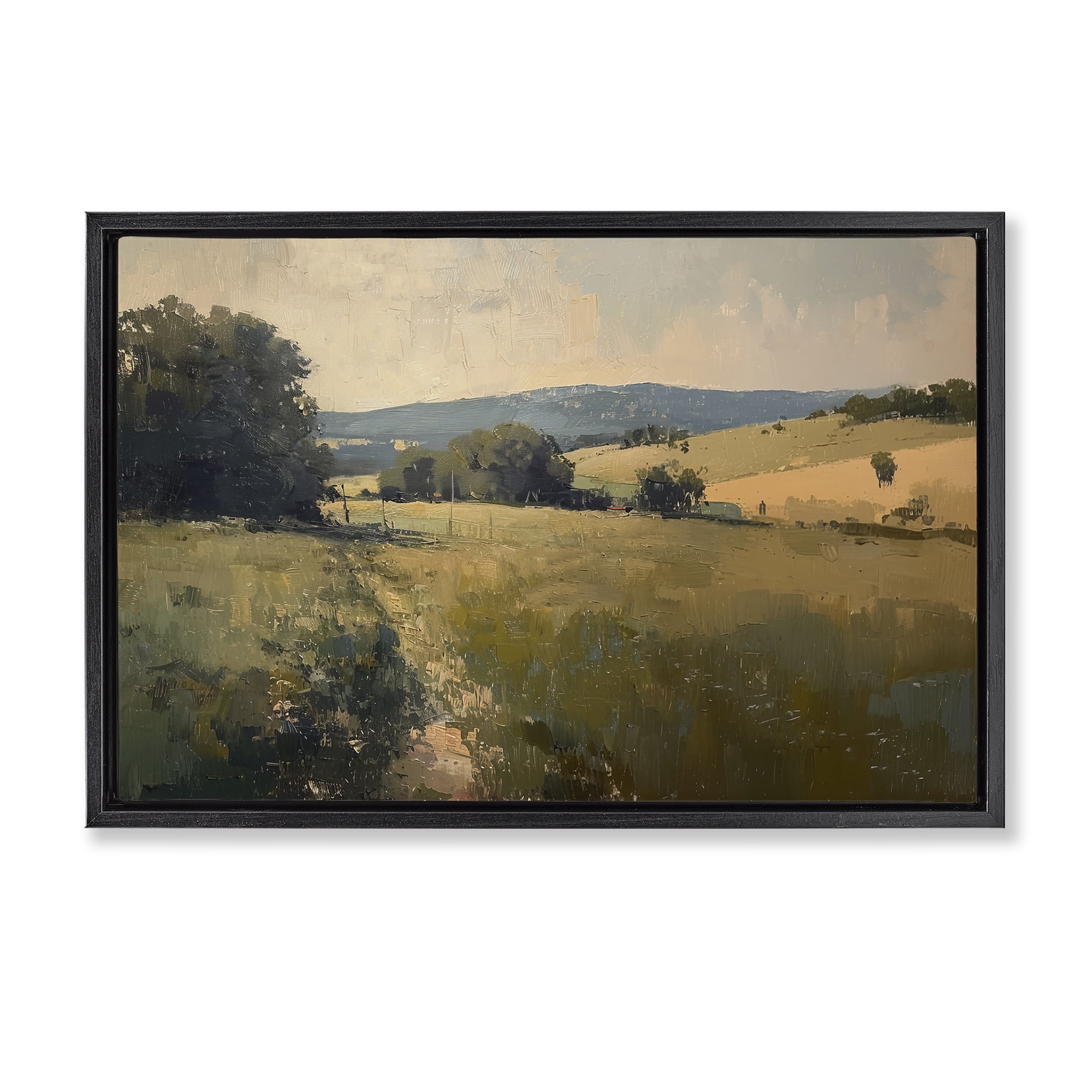 Stupell Industries Vast Country Landscape Landscape & Nature Painting Black Floater Framed Canvas Art Print Wall Art, 31 x 21