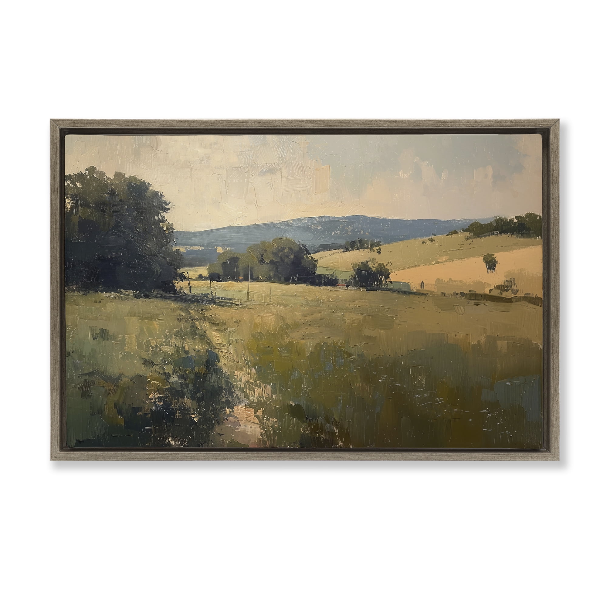 Stupell Industries Vast Country Landscape Landscape & Nature Painting Brown Floater Framed Canvas Art Print Wall Art, 25 x 17