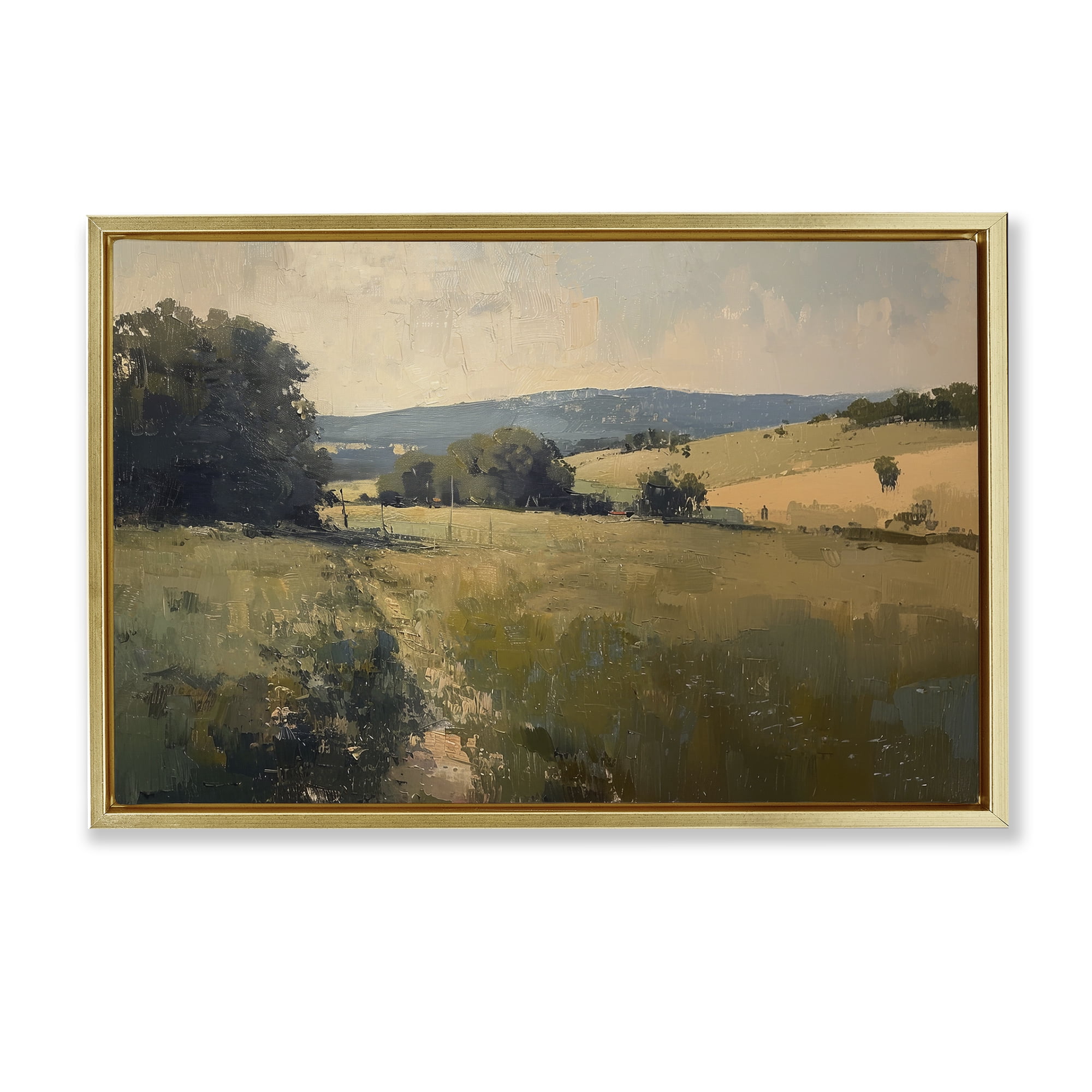 Stupell Industries Vast Country Landscape Landscape & Nature Painting Gold Floater Framed Canvas Art Print Wall Art, 25 x 17