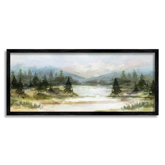 Stupell Industries Vast Country Landscape Rural Mountains Painting Black Framed Art Print Wall Art, Design by Nina Blue