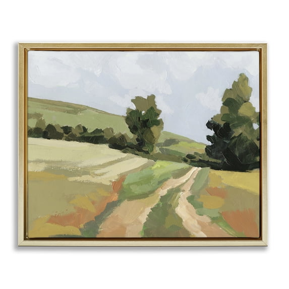 Stupell Industries Transitional Vast Country Path Gold Floating Frame Canvas Art, 21 x 17, by Victoria Barnes