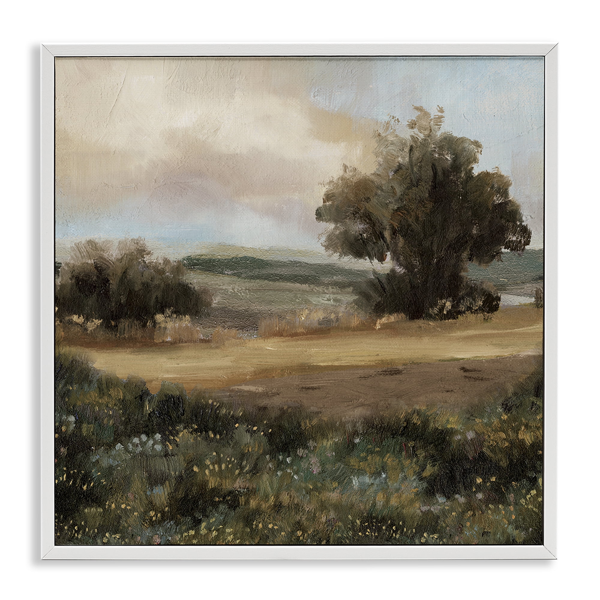Stupell Industries Vast Country Terrain Landscape & Nature Painting White Framed Art Print Wall Art, 24 x 24