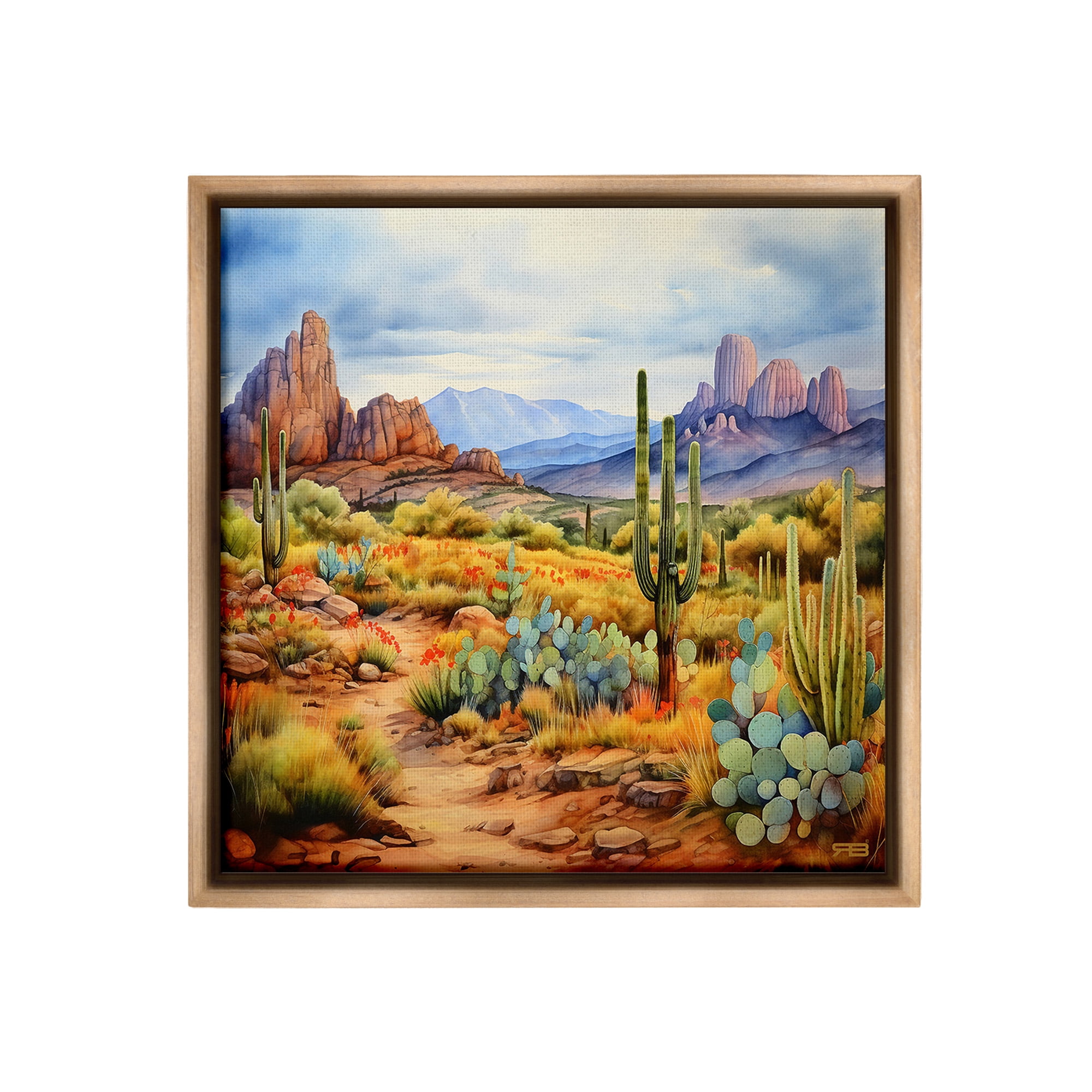 Stupell Industries Vast Desert Mesa Landscape Painting Brown Floater Framed Canvas Art Print Wall Art, 25 x 25