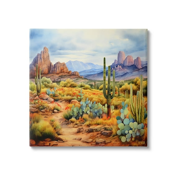 Stupell Industries Vast Desert Mesa Landscape Painting Gallery Wrapped Canvas Art Print Wall Art, 17 x 17