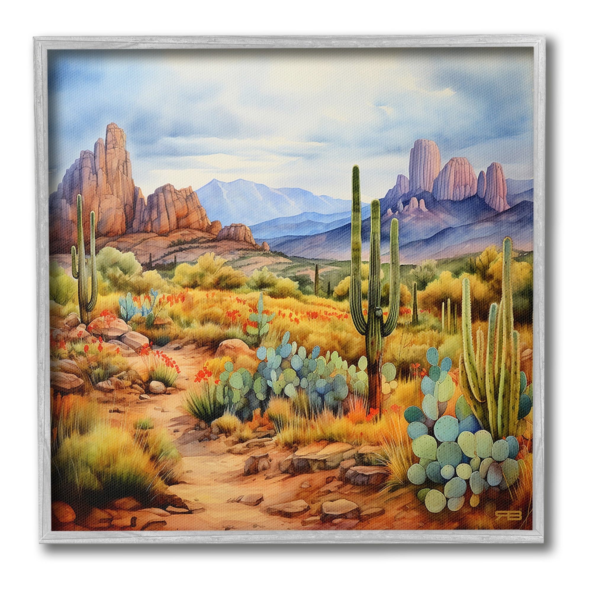 Stupell Industries Vast Desert Mesa Landscape Painting Gray Framed Art Print Wall Art, 24 x 24