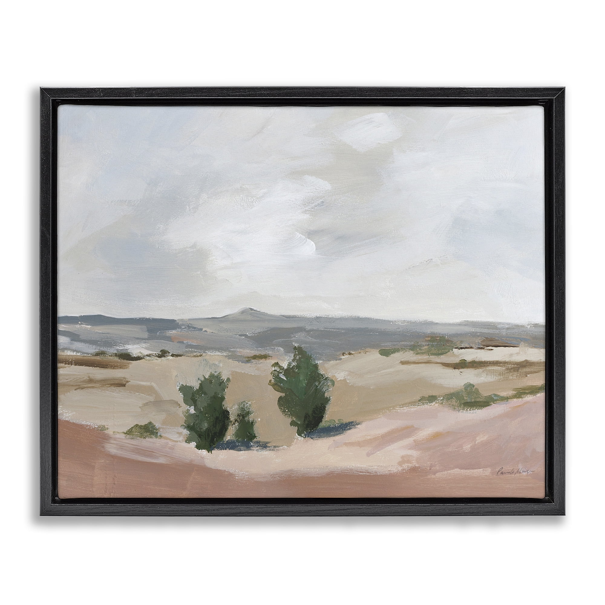 Stupell Industries Vast Desert Mountains Landscape Painting Black Floater Framed Art Print Wall Art, 31 x 25