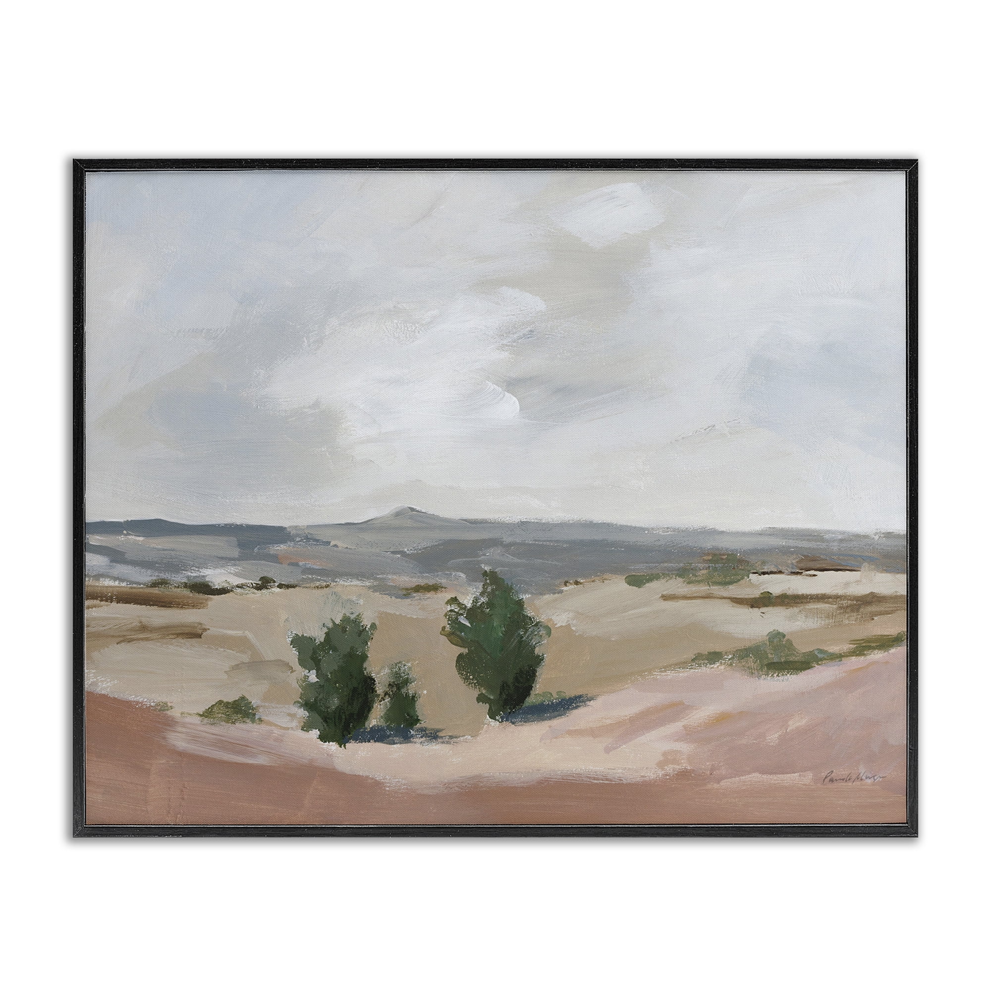 Stupell Industries Vast Desert Mountains Landscape Painting Black Framed Art Print Wall Art, 30 x 24