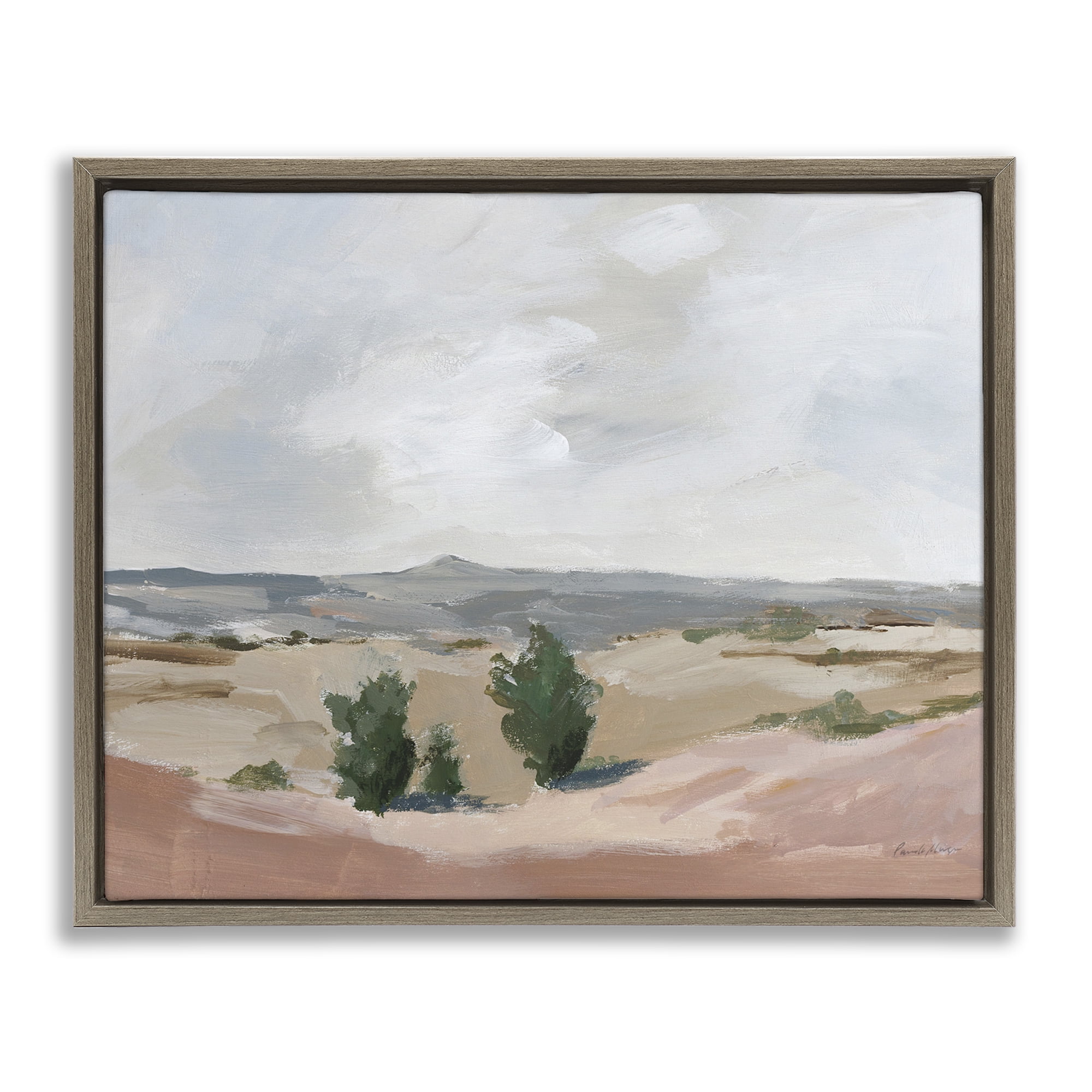 Stupell Industries Vast Desert Mountains Landscape Painting Brown Floater Framed Art Print Wall Art, 21 x 17