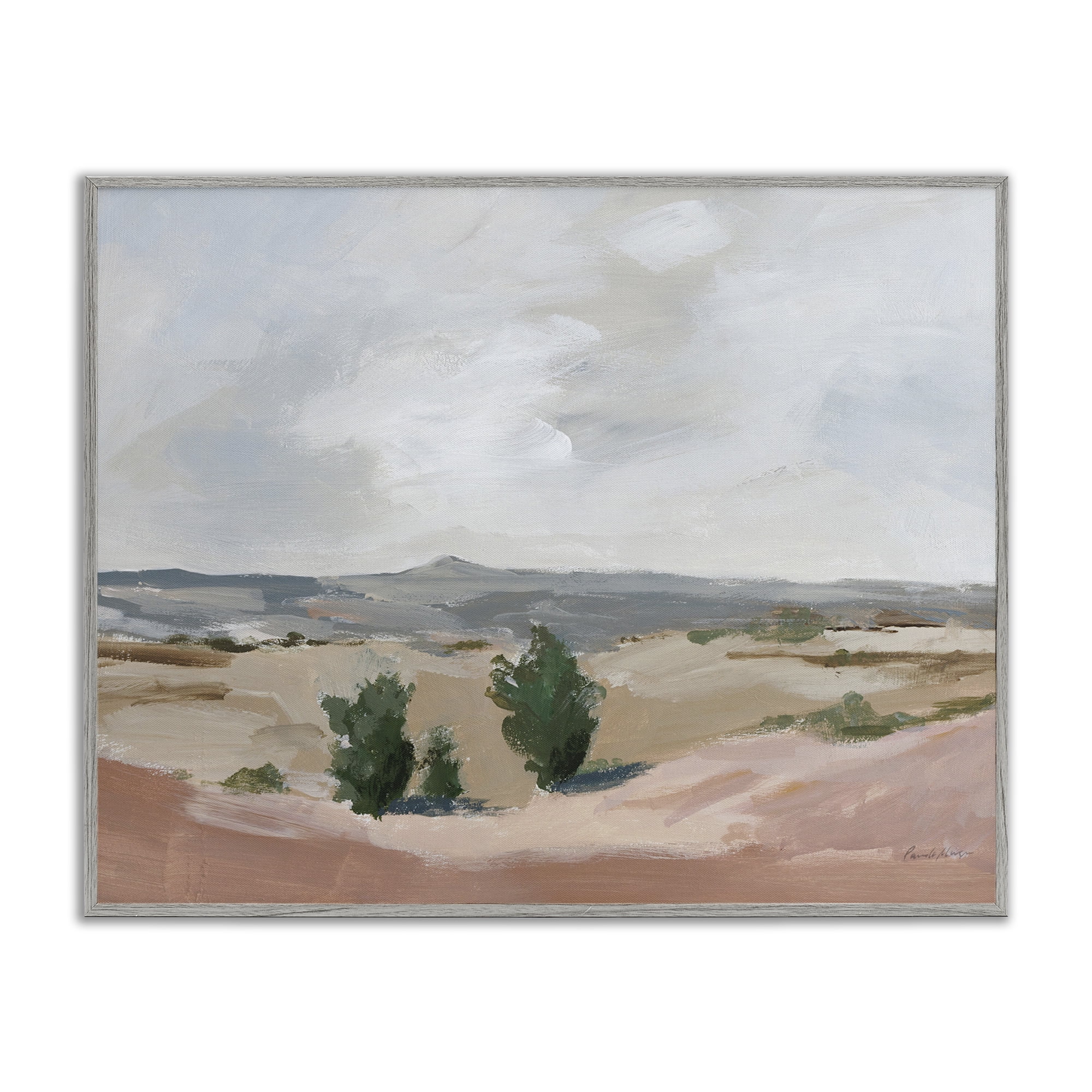 Stupell Industries Vast Desert Mountains Landscape Painting Gray Framed Art Print Wall Art, 14 x 11