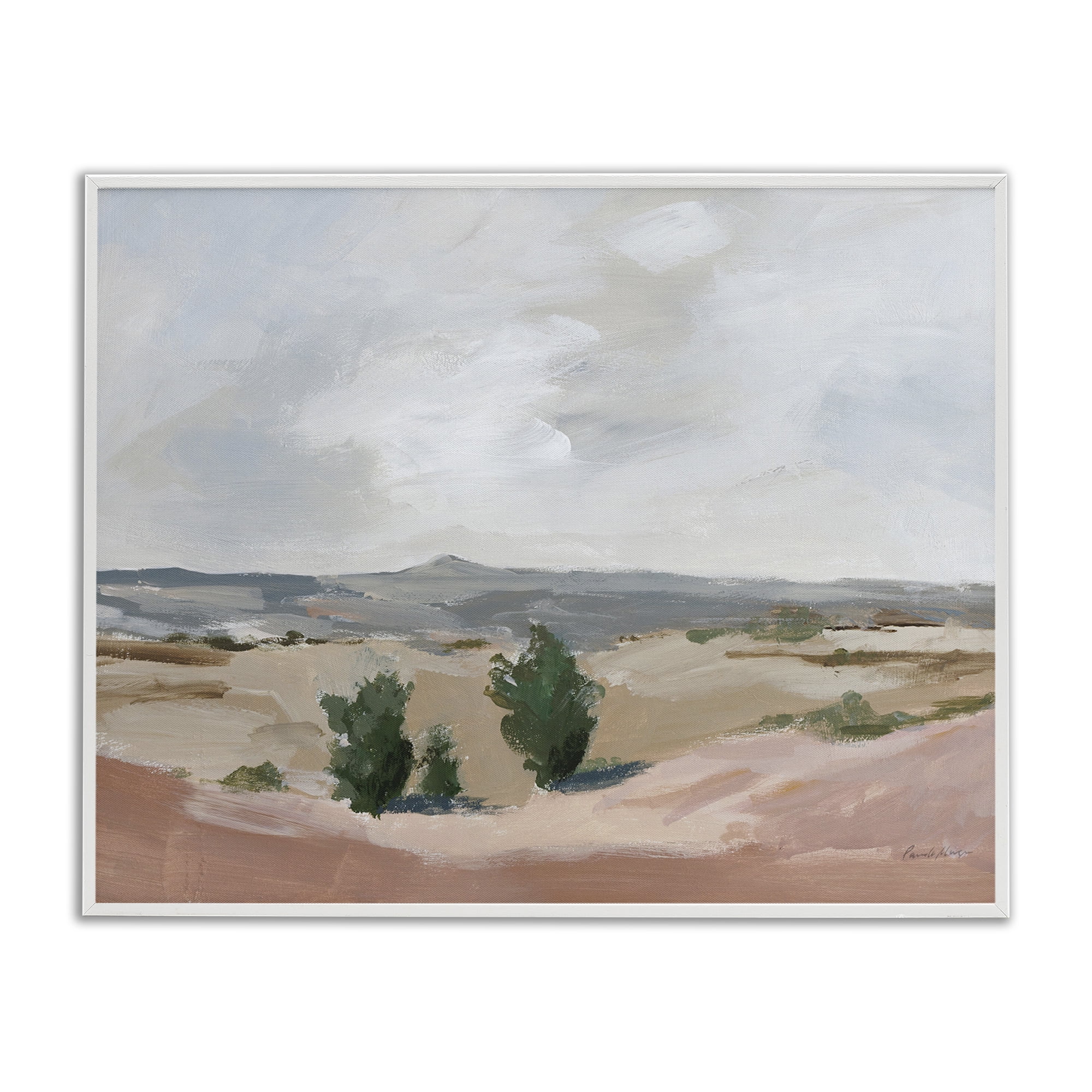 Stupell Industries Vast Desert Mountains Landscape Painting White Framed Art Print Wall Art, 14 x 11