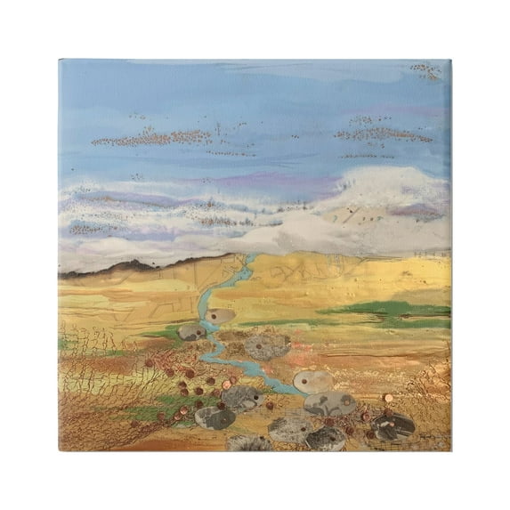 Stupell Industries Vast Grassland Stream Collage Puffy Cloud Sky Painting Gallery Wrapped Canvas Print Wall Art, Design by Stacy Gresell