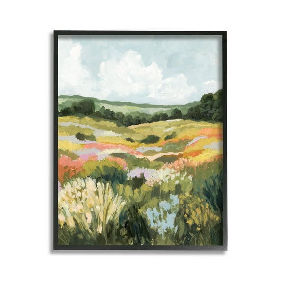 Stupell Industries Vast Meadow Landscape Landscape Painting Black Framed Art Print Wall Art, 11 x 14