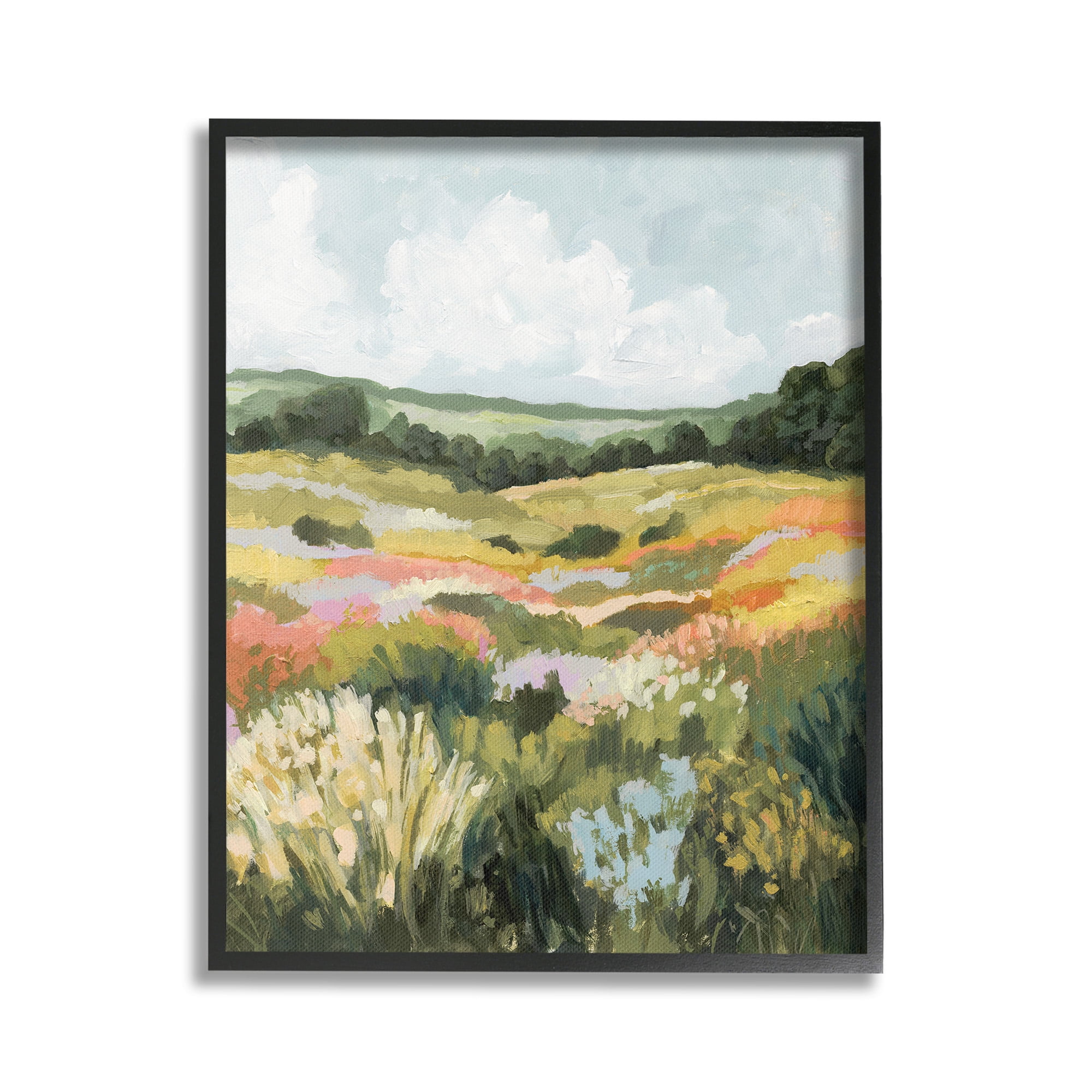 Stupell Industries Vast Meadow Landscape Landscape Painting Black Framed Art Print Wall Art, 24 x 30