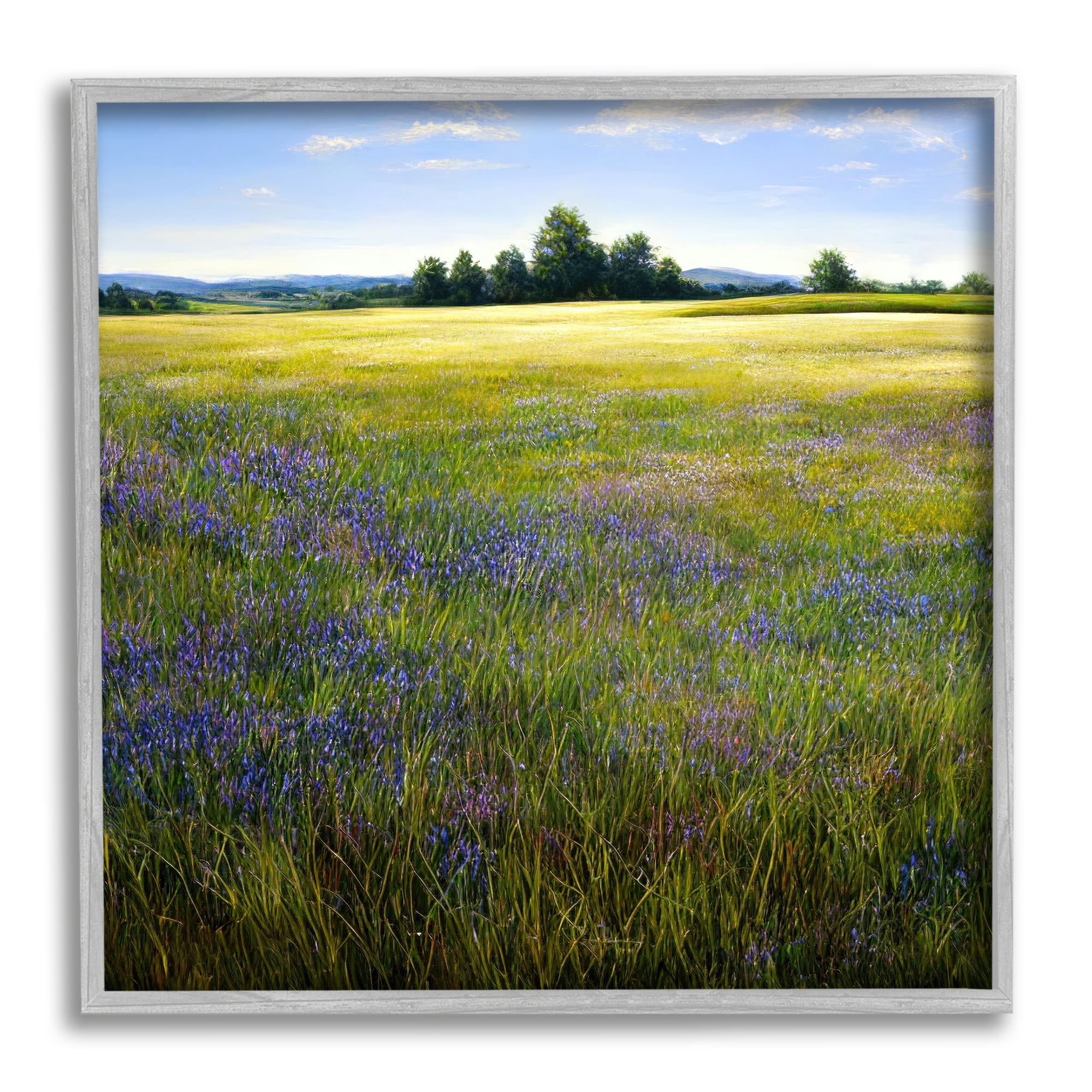 Stupell Industries Vast Meadow Landscape Landscape Painting Gray Framed Art Print Wall Art, 17 x 17