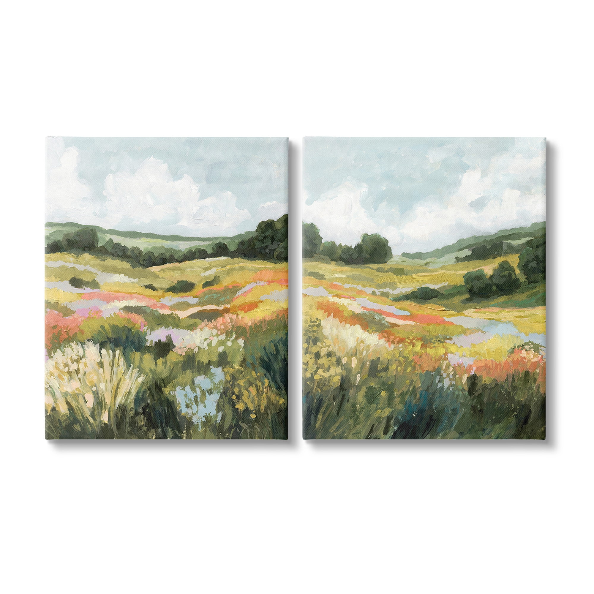 Vibrant Meadow Landscape Abstract Canvas Art Set, 24 x 30