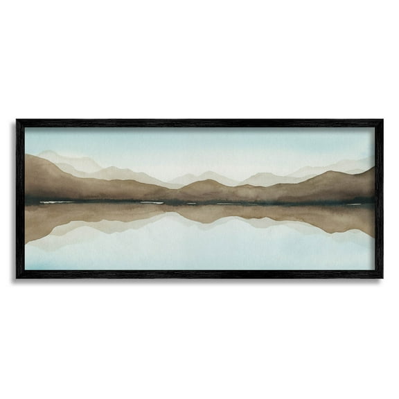 Stupell Industries Vast Mountain Lake Reflection Painting Black Framed Art Print Wall Art, Design by Grace Popp