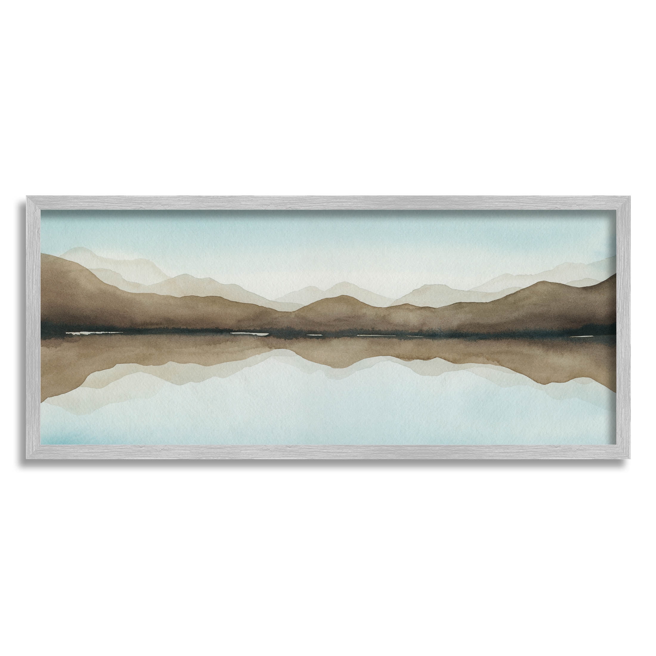 Stupell Industries Vast Mountain Lake Reflection Painting Gray Framed Art Print Wall Art, Design by Grace Popp
