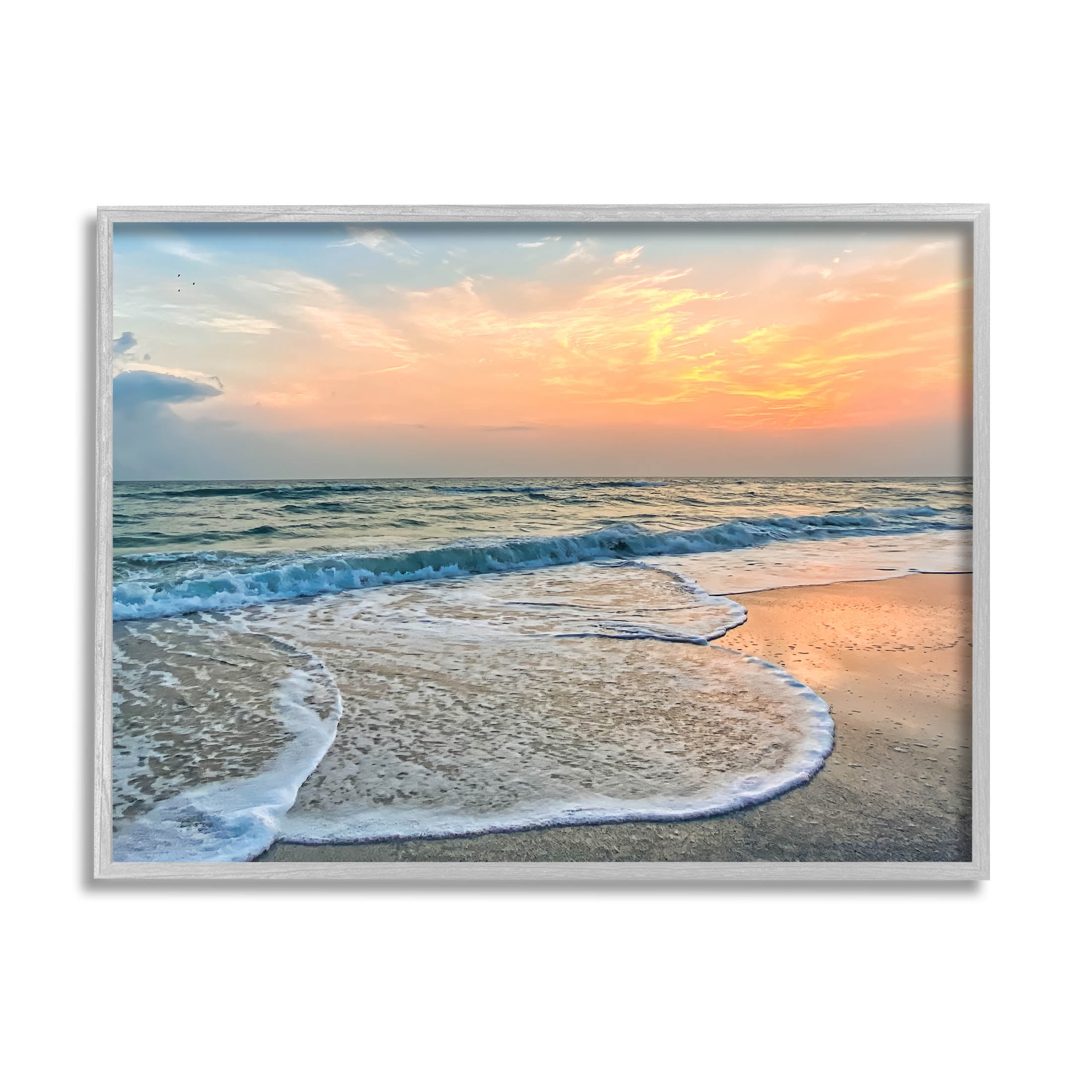 Stupell Industries Vast Panoramic Beach Layered Waves Photograph Gray Framed Art Print Wall Art, Design by Mary Lou Photography