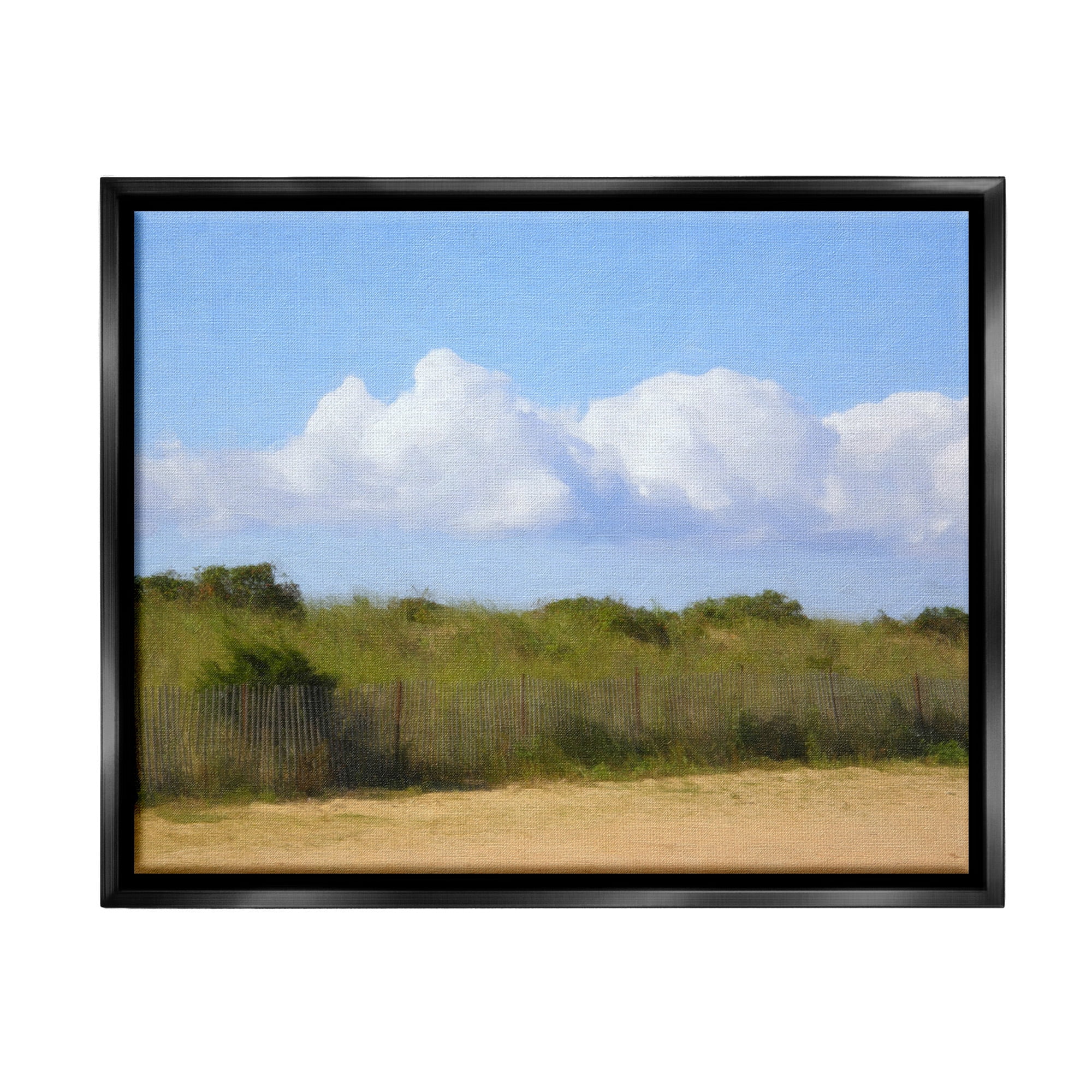 Stupell Industries Vast Pasture with Clouds Landscape Painting Black Floater Framed Canvas Art Print Wall Art, 31 x 25