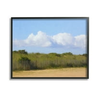 Stupell Industries Vast Pasture with Clouds Landscape Painting Black Framed Art Print Wall Art, 14 x 11