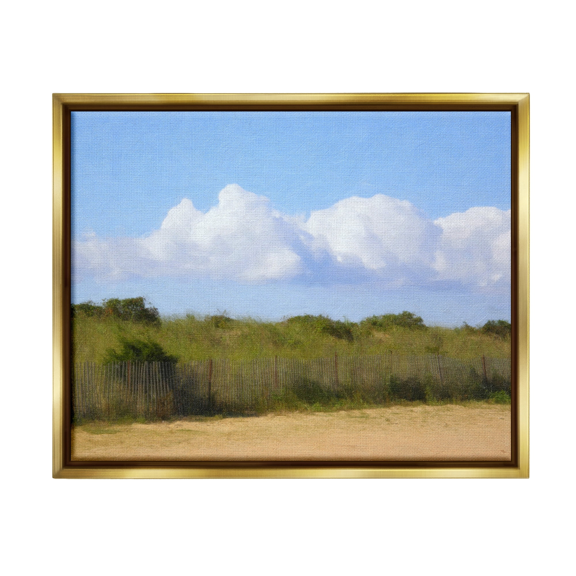 Stupell Industries Vast Pasture with Clouds Landscape Painting Gold Floater Framed Canvas Art Print Wall Art, 21 x 17