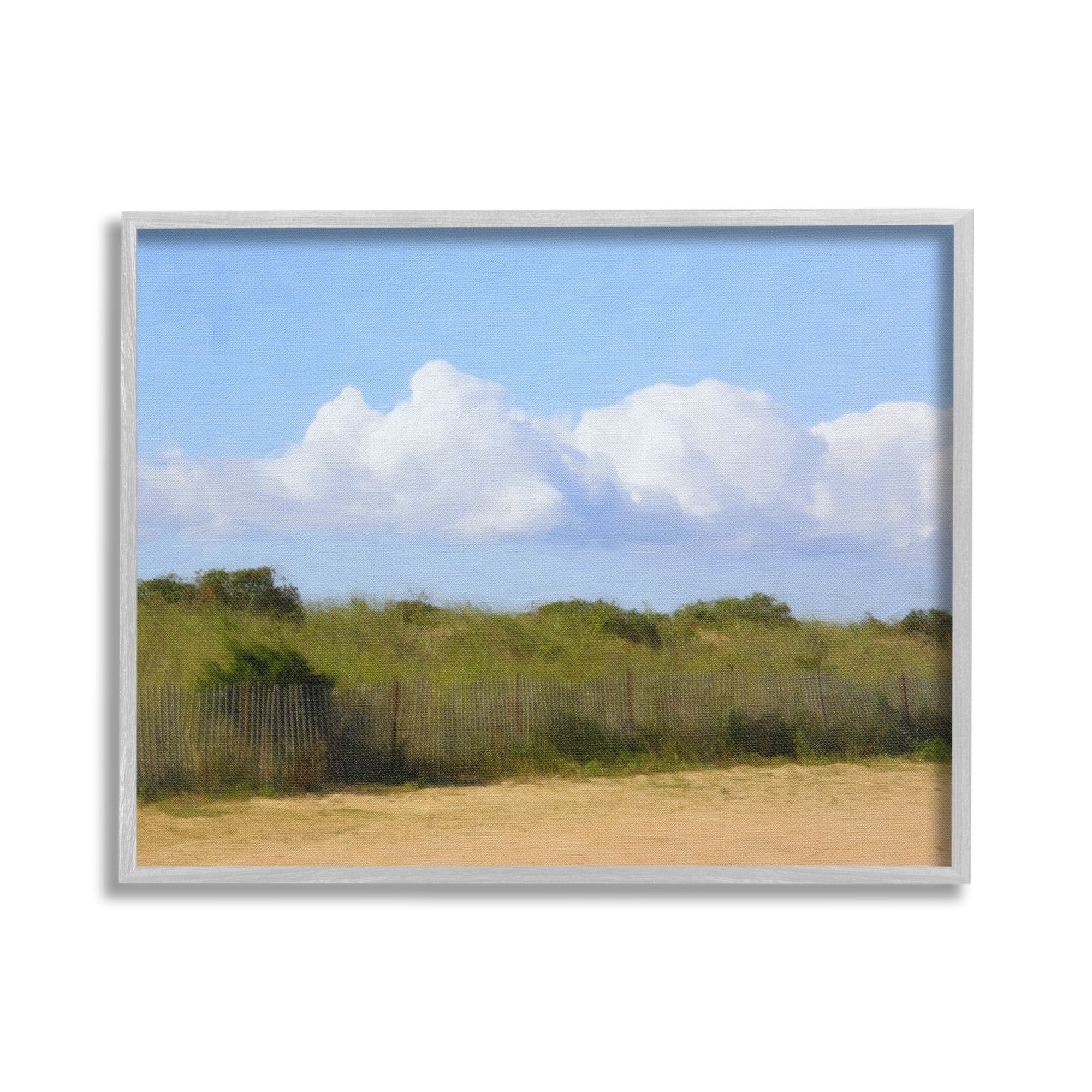 Stupell Industries Vast Pasture with Clouds Landscape Painting Gray Framed Art Print Wall Art, 20 x 16