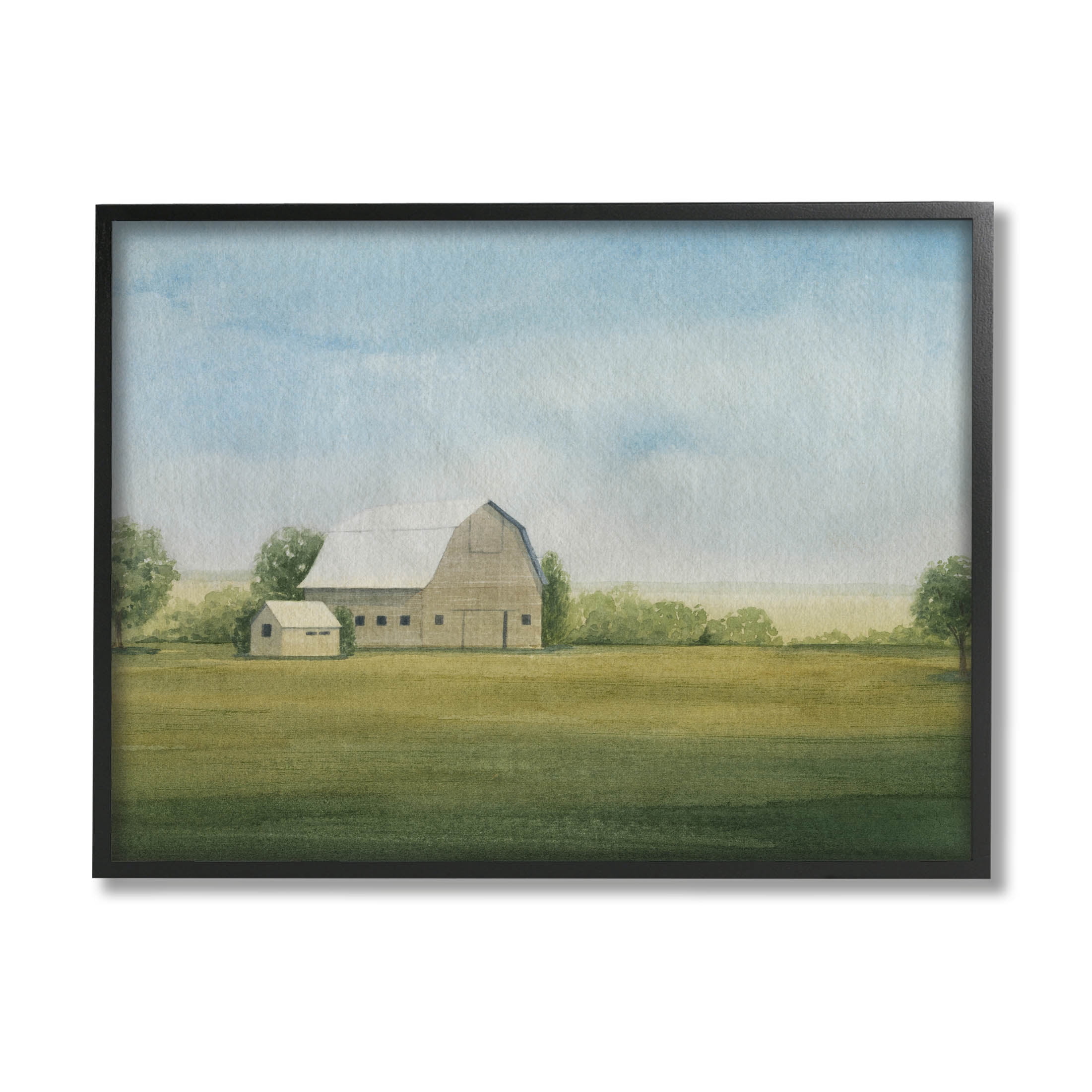 Stupell Industries Vast Rural Barn Landscape Painting Black Framed Art Print Wall Art, Design by Grace Popp