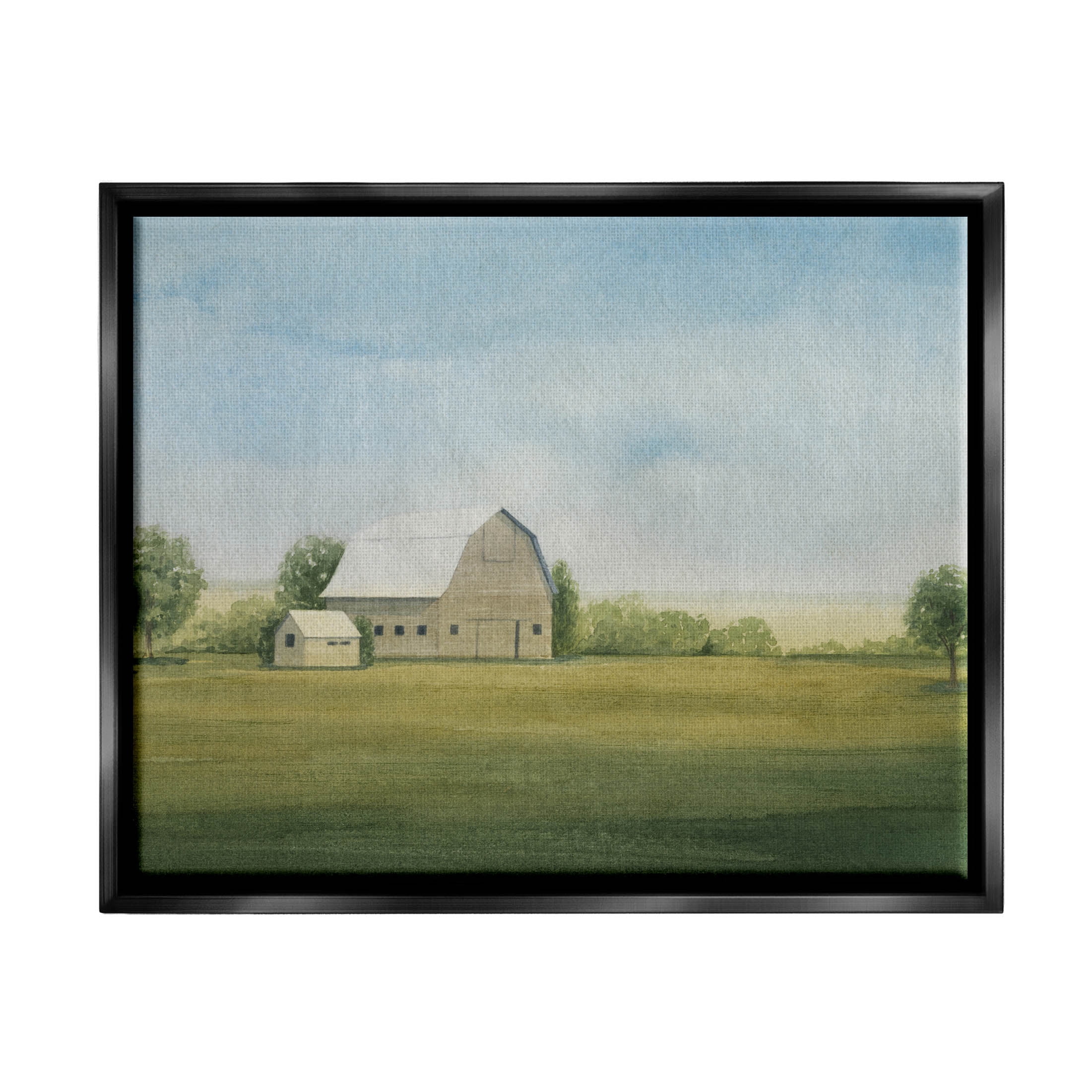 Stupell Industries Vast Rural Barn Landscape Painting Jet Black Floating Framed Canvas Print Wall Art, Design by Grace Popp