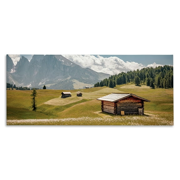 Stupell Industries Vast Rural Cabins & Mountains Landscape & Nature Photography Wrapped Canvas Canvas Art Print Wall Art, 30 x 13